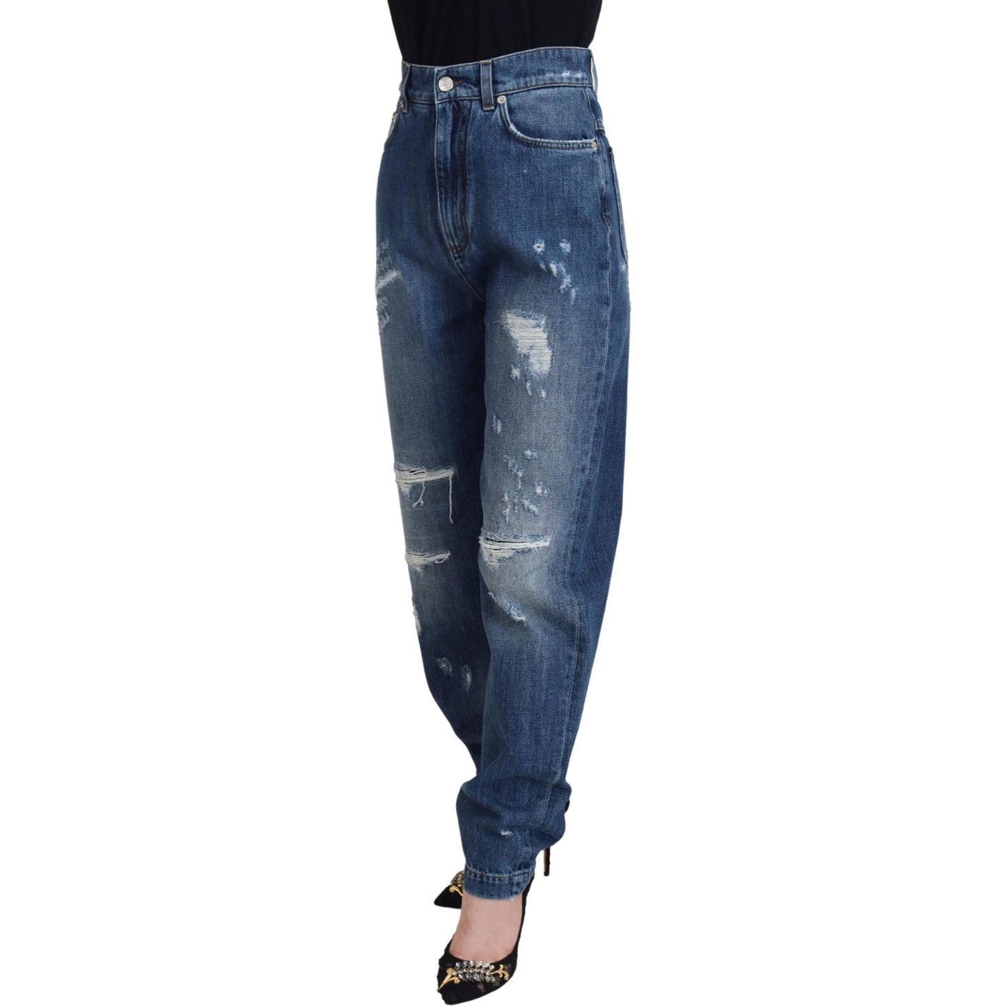 Dolce & Gabbana Elegant Tattered Denim Jeans Dolce & Gabbana Dark Slate Gray