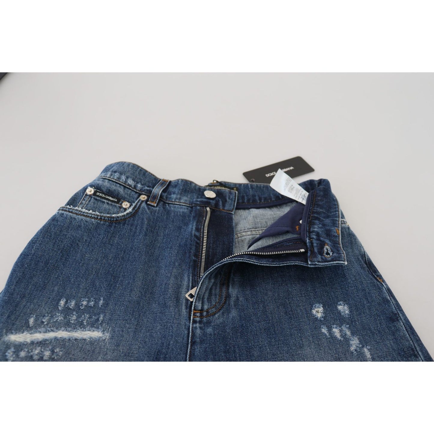 Dolce & Gabbana Elegant Tattered Denim Jeans Dolce & Gabbana Dark Slate Gray