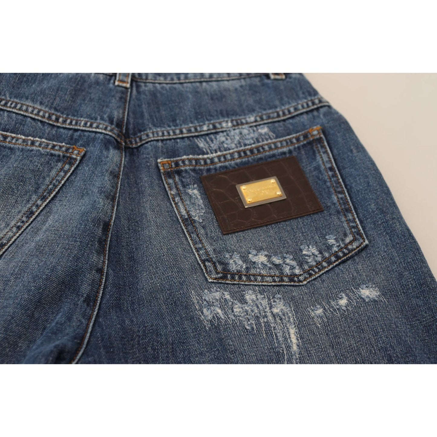 Dolce & Gabbana Elegant Tattered Denim Jeans Dolce & Gabbana Dark Slate Gray