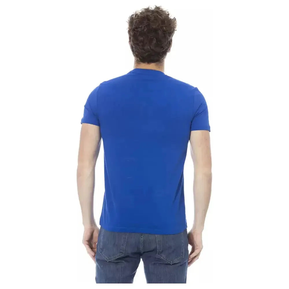 Baldinini Trend Blue Cotton Men T-Shirt Baldinini Trend Dark Slate Blue