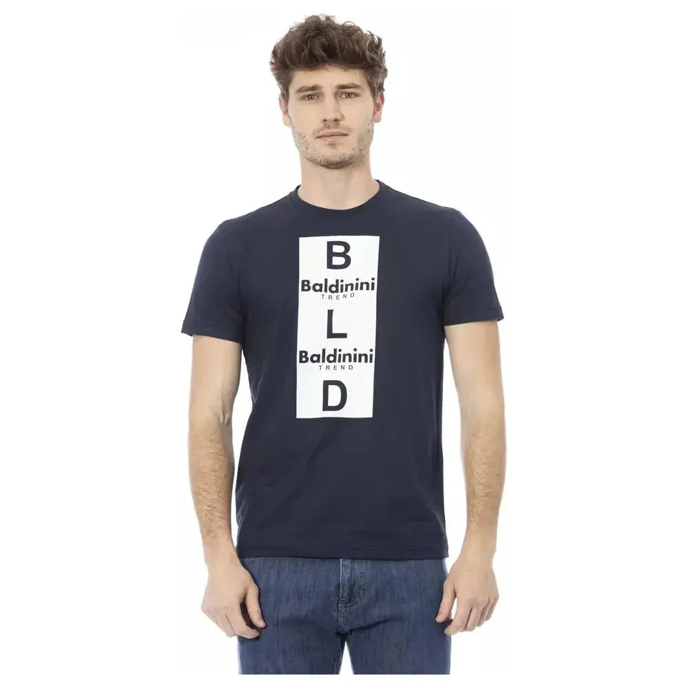 Baldinini Trend Blue Cotton Men T-Shirt Baldinini Trend Gray