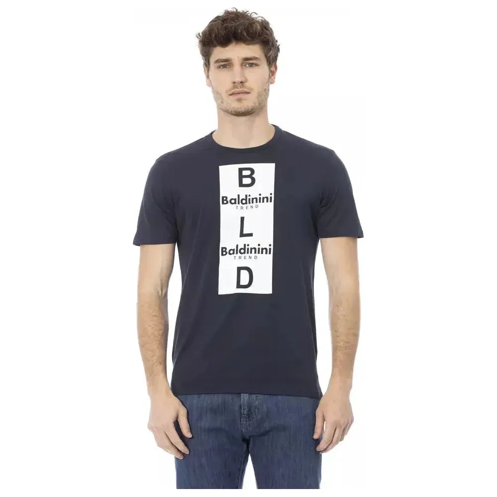 Baldinini Trend Blue Cotton Men T-Shirt Baldinini Trend Gray