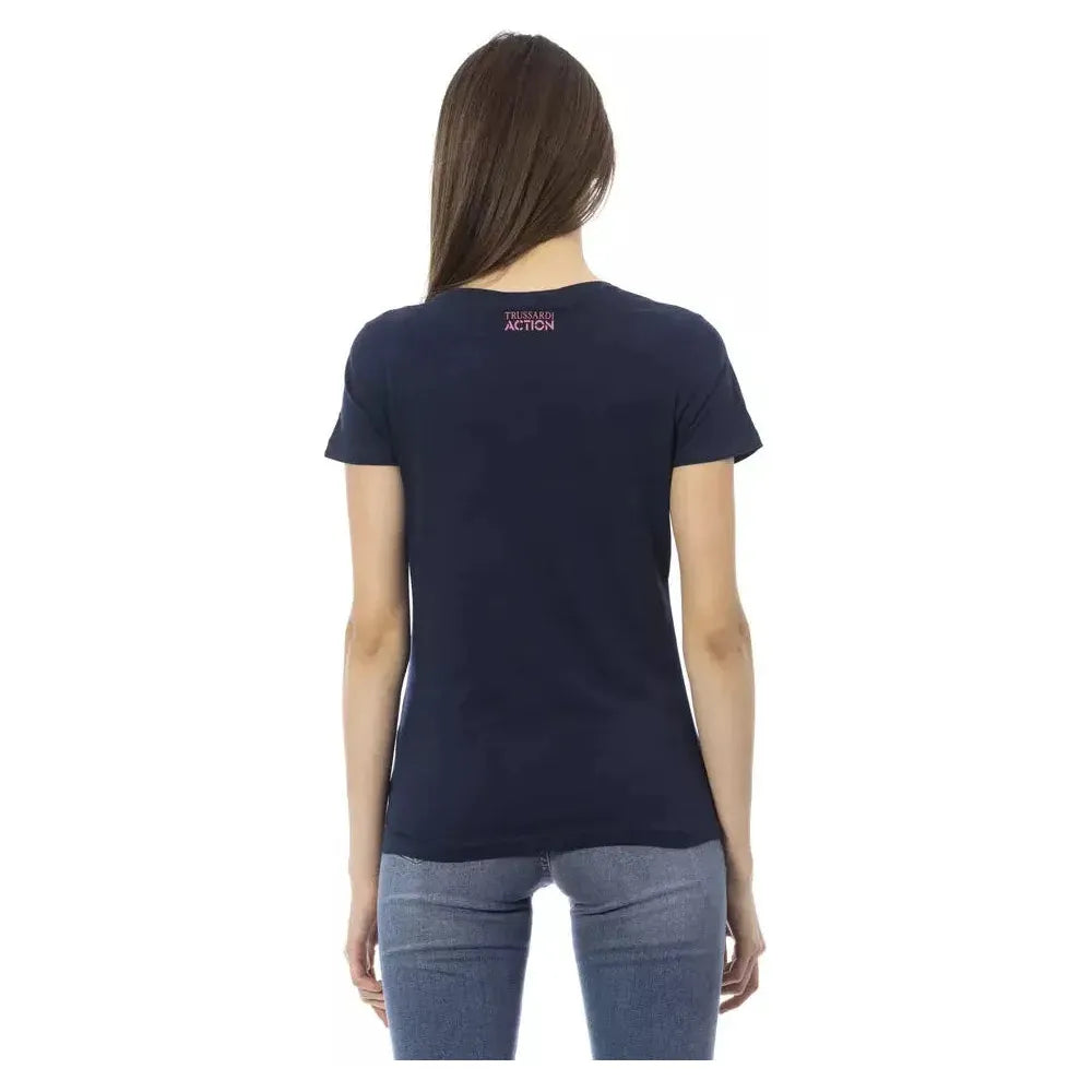 Trussardi Action Blue Cotton Women T-Shirt Trussardi Action Dark Slate Gray