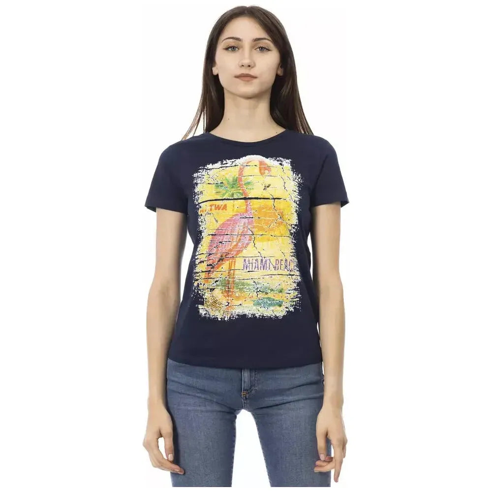 Trussardi Action Blue Cotton Women T-Shirt Trussardi Action Dark Slate Gray