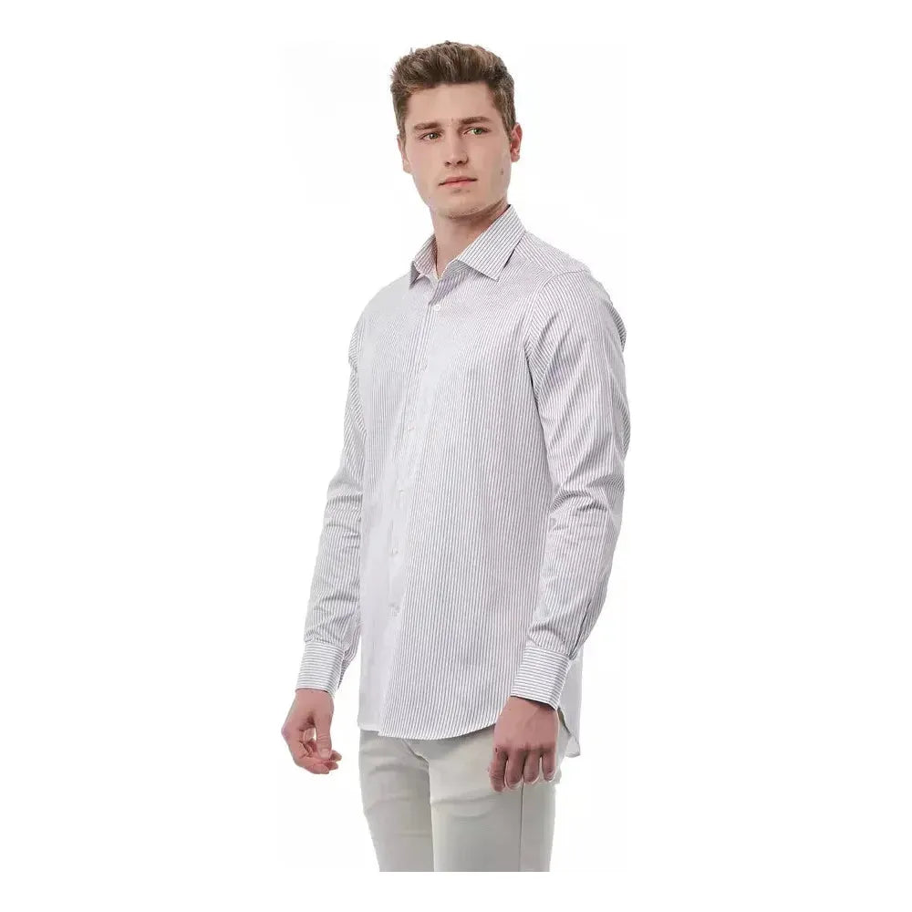 Bagutta White Cotton Men Shirt Bagutta Light Gray