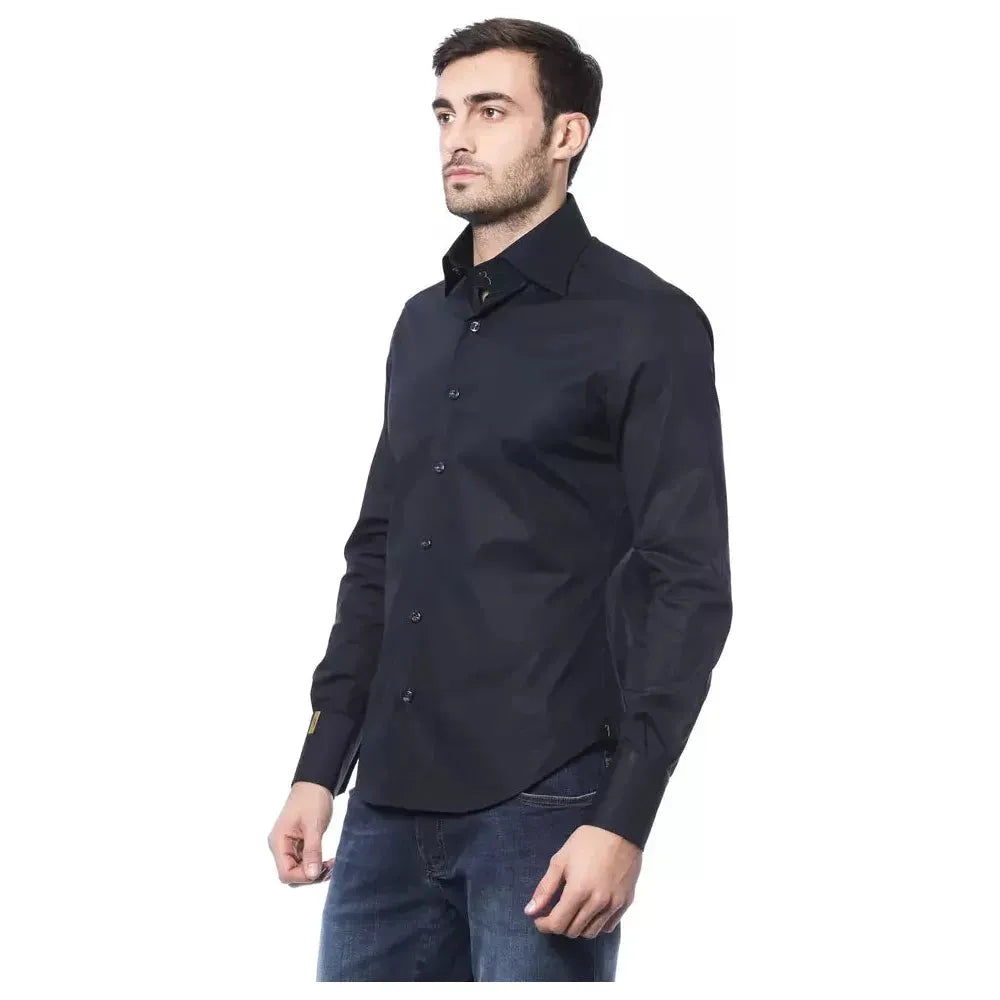 Billionaire Italian Couture Blue Cotton Men's Shirt Billionaire Italian Couture Dark Slate Gray