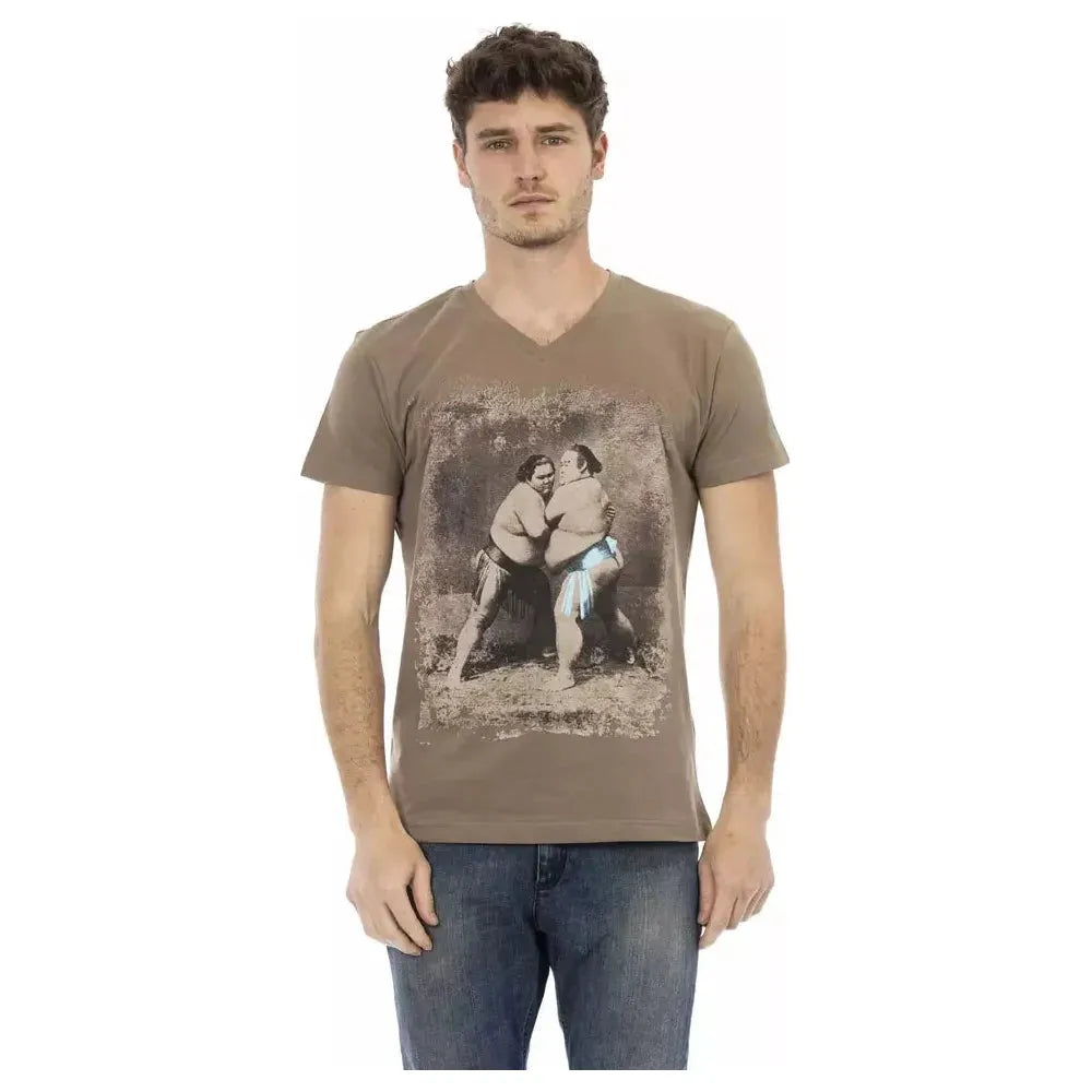 Trussardi Action Brown Cotton Men's T-Shirt Trussardi Action Rosy Brown