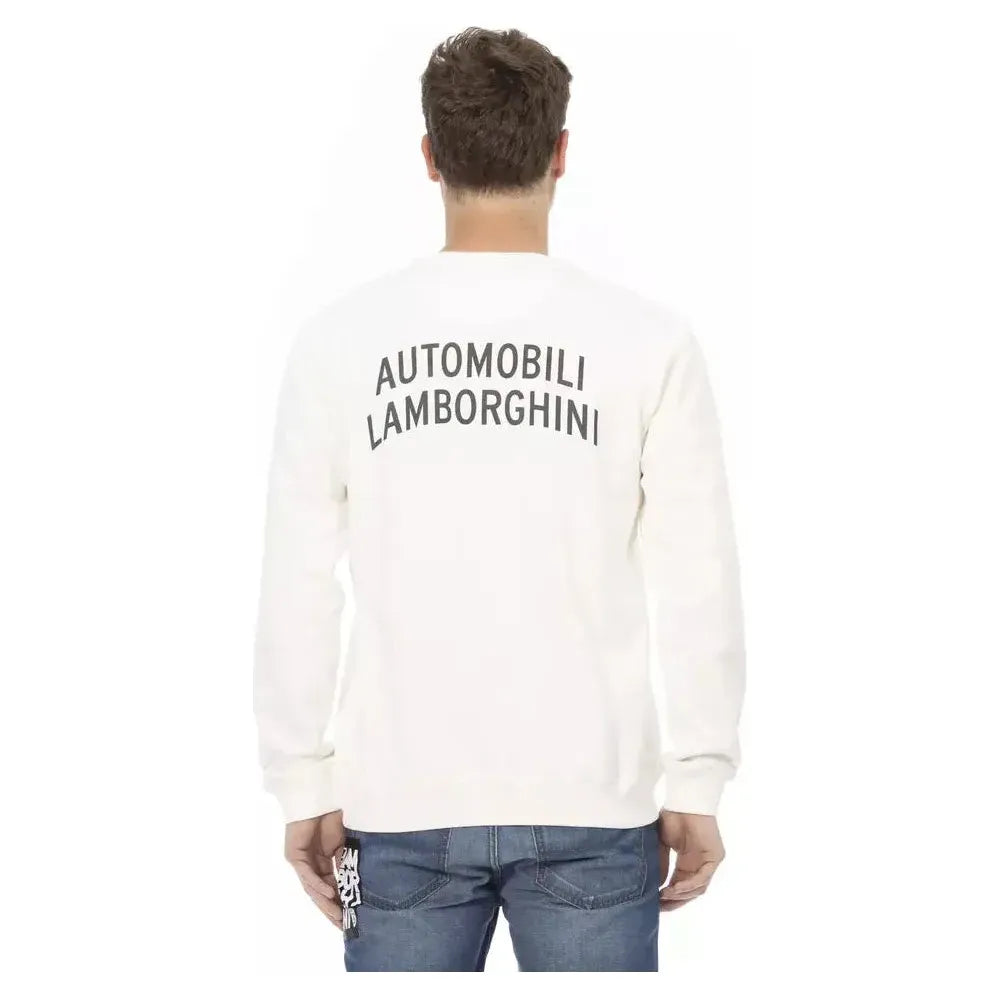 Automobili Lamborghini White Cotton Men Sweater Automobili Lamborghini Dim Gray