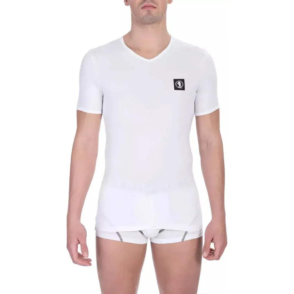 Bikkembergs White Cotton Men's T-Shirt Bikkembergs Lavender
