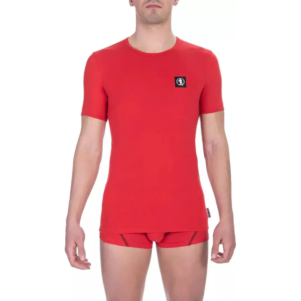 Bikkembergs Red Cotton Men T-Shirt MAN T-SHIRTS Bikkembergs Firebrick