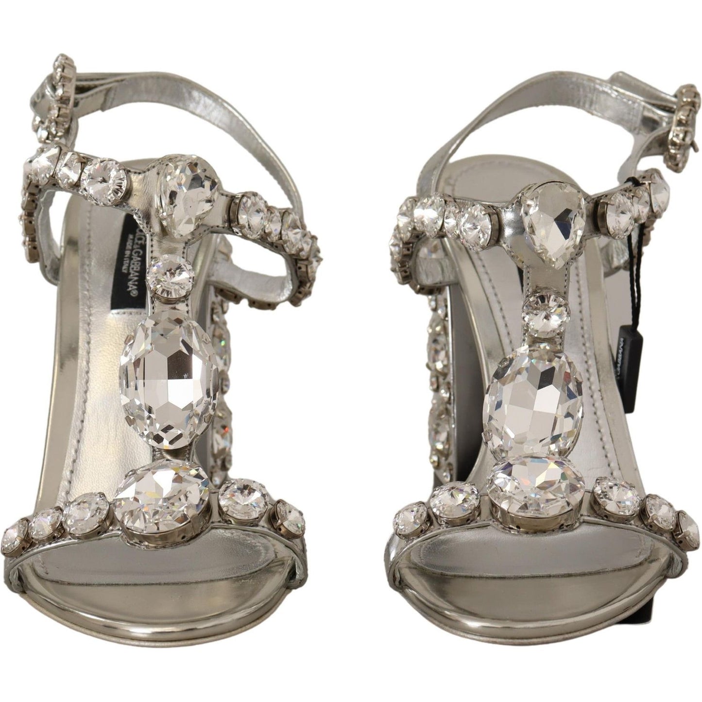 Dolce & Gabbana Crystal-Embellished Silver Leather Pumps Dolce & Gabbana Rosy Brown
