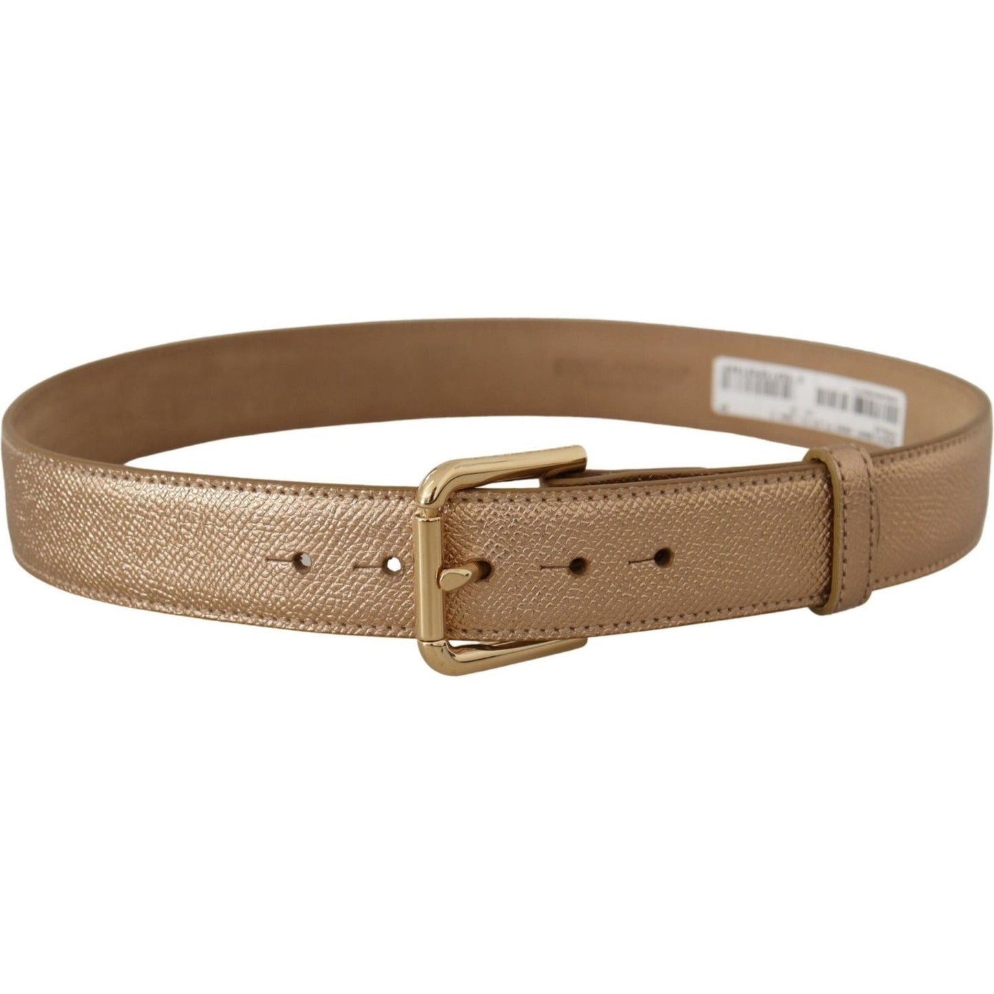 Dolce & Gabbana Chic Rose Gold Leather Belt with Logo Buckle Dolce & Gabbana Dim Gray