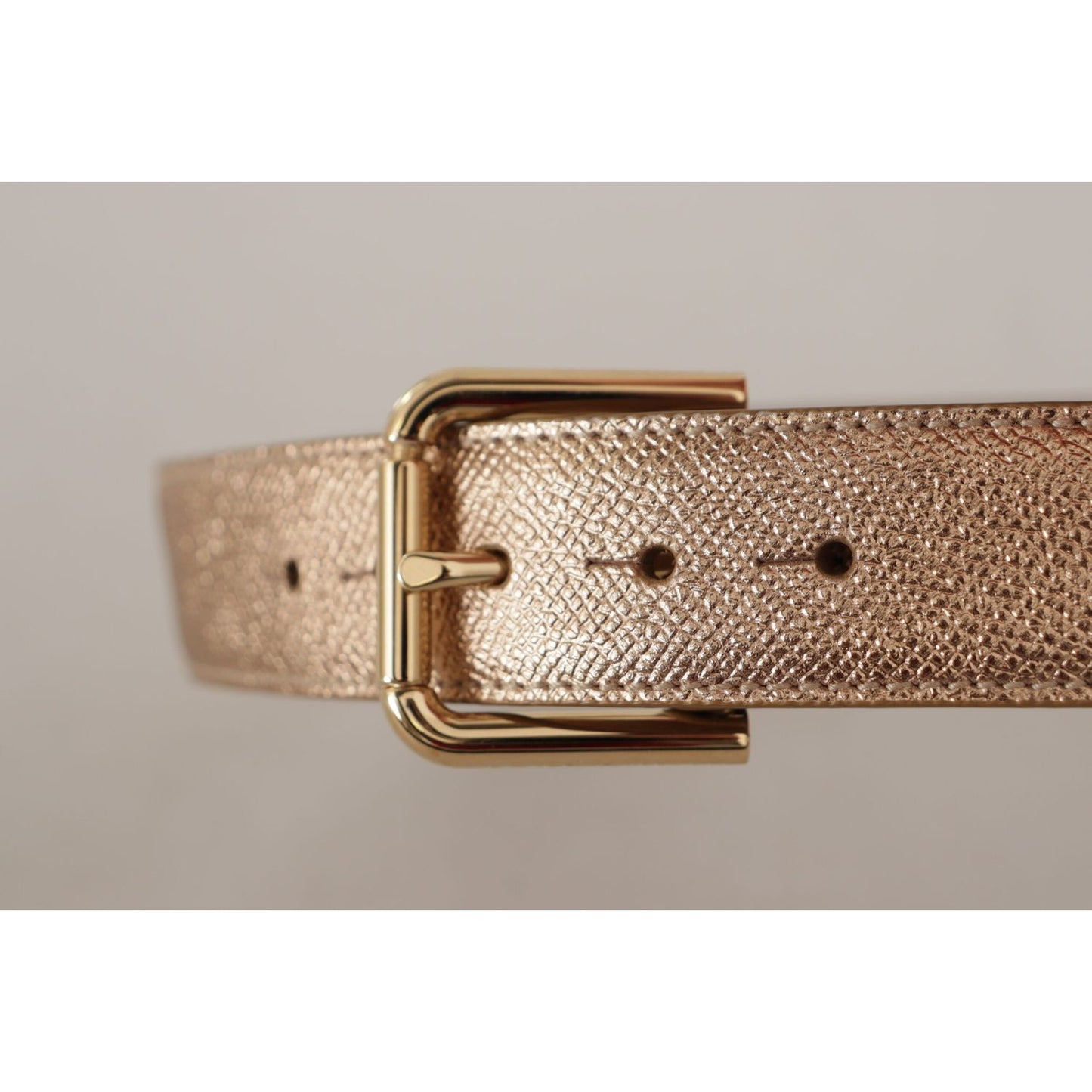 Dolce & Gabbana Chic Rose Gold Leather Belt with Logo Buckle Dolce & Gabbana Dark Gray