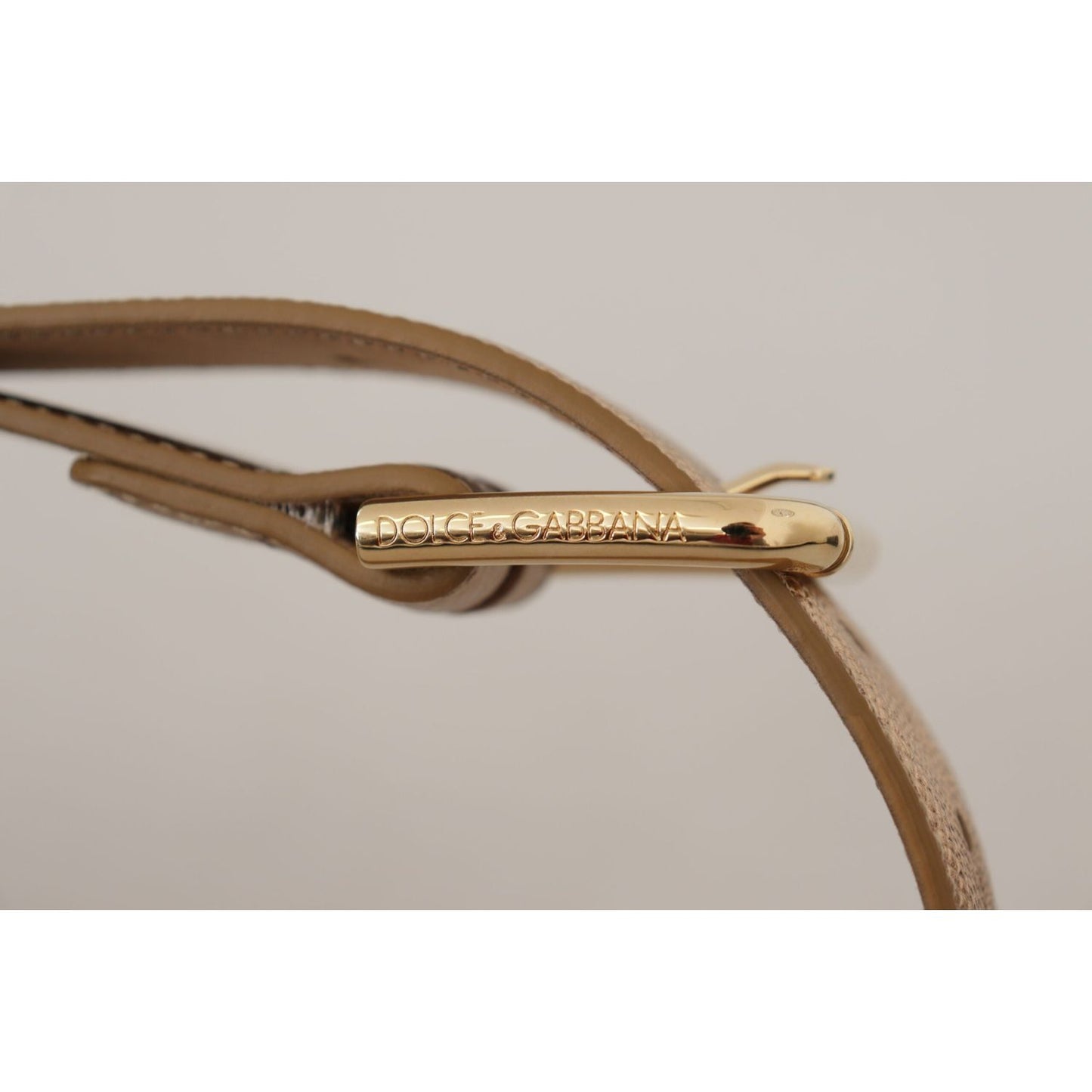 Dolce & Gabbana Chic Rose Gold Leather Belt with Logo Buckle Dolce & Gabbana Gray