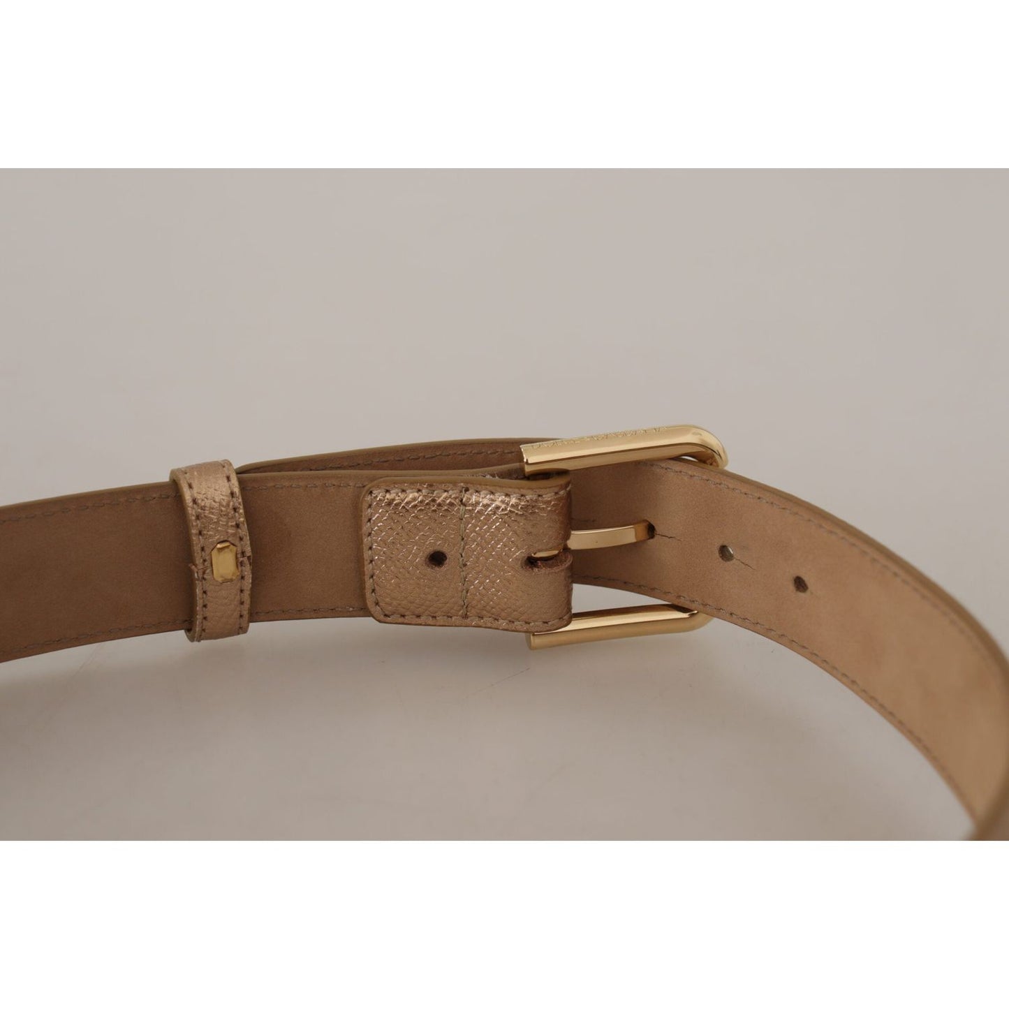 Dolce & Gabbana Chic Rose Gold Leather Belt with Logo Buckle Dolce & Gabbana Dark Gray