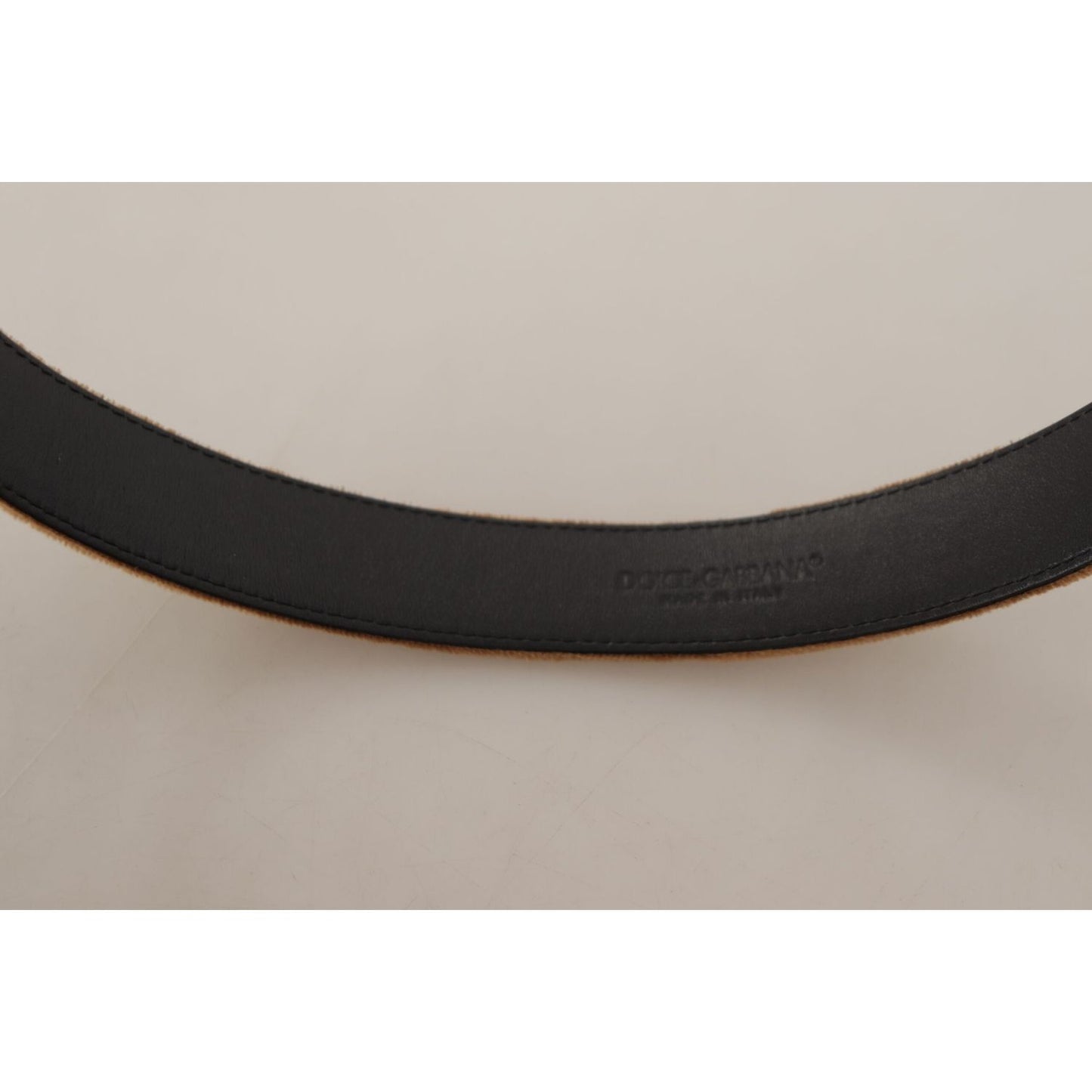 Dolce & Gabbana Elegant Engraved Buckle Leather Belt Dolce & Gabbana Dark Gray