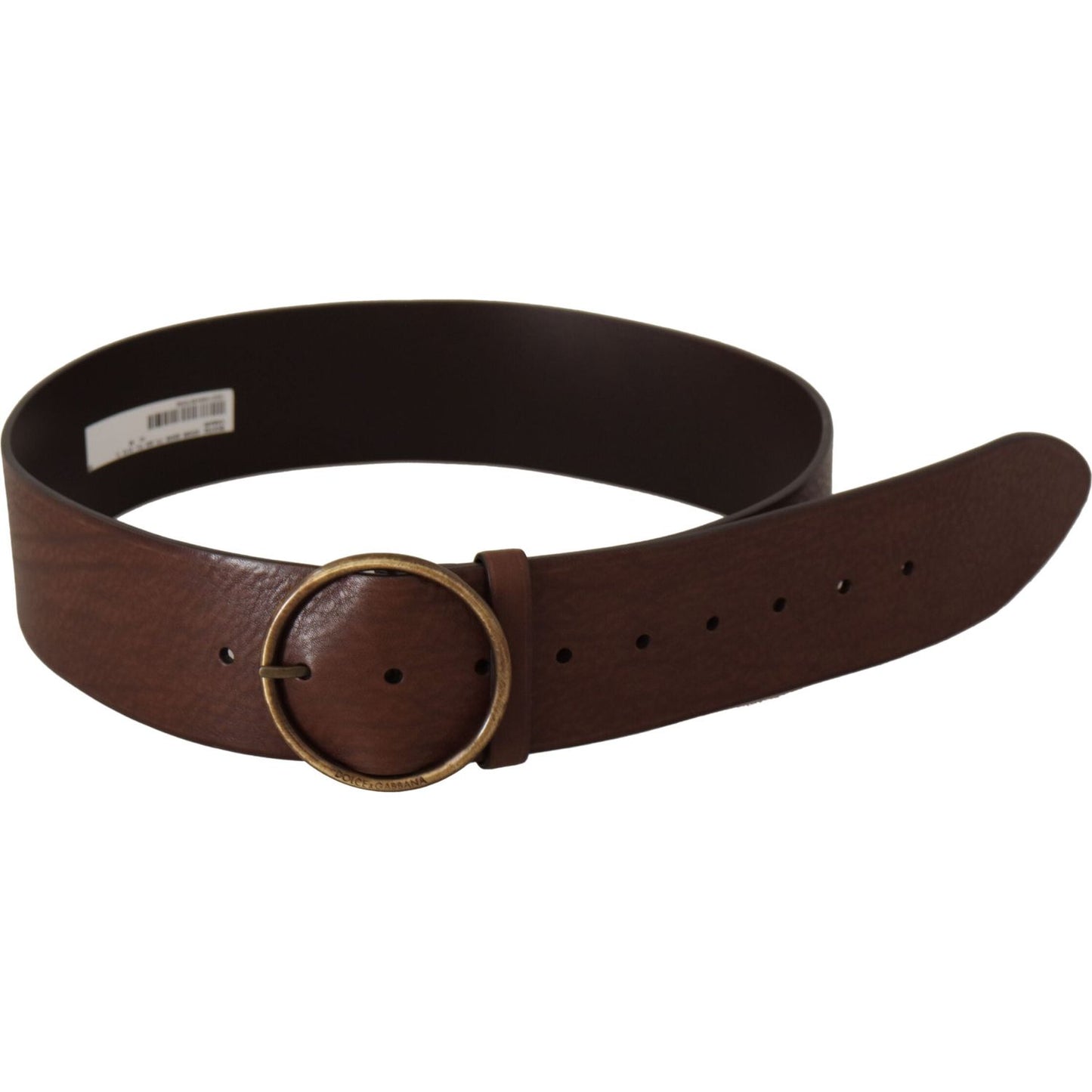 Dolce & Gabbana Elegant Brown Leather Belt with Engraved Buckle Dolce & Gabbana Dark Slate Gray