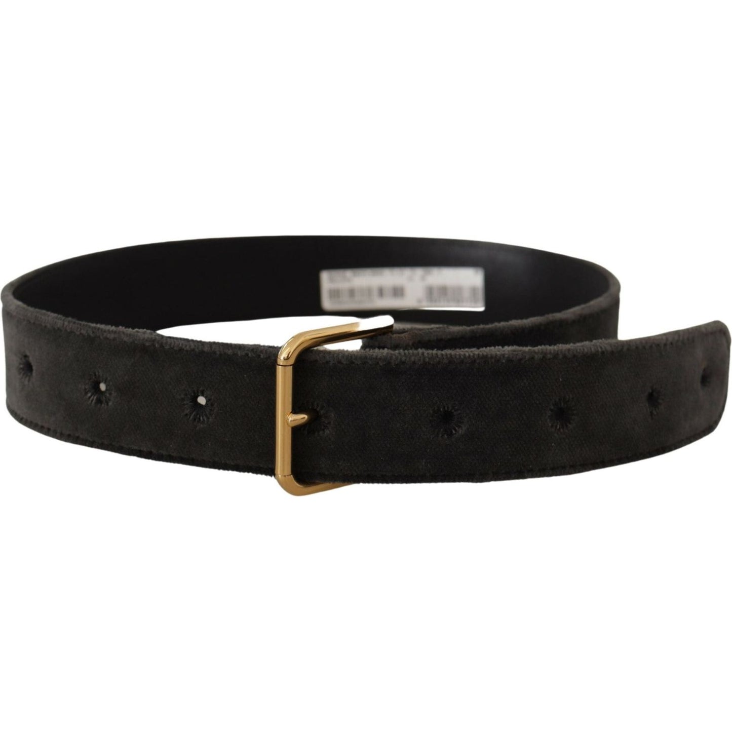 Dolce & Gabbana Elegant Velvet Belt with Engraved Buckle Dolce & Gabbana Black