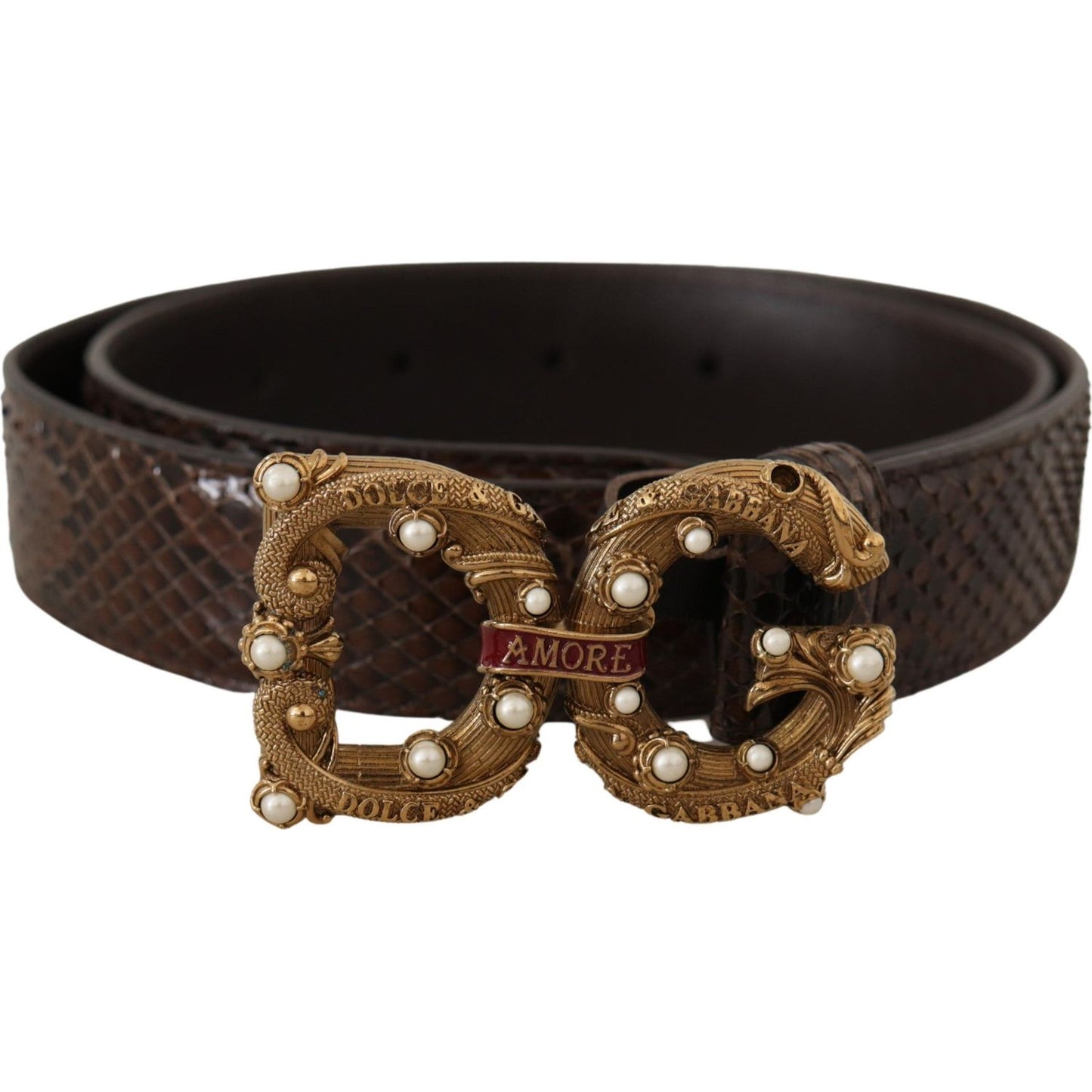 Dolce & Gabbana Elegant Snakeskin Leather Belt Dolce & Gabbana Dark Slate Gray