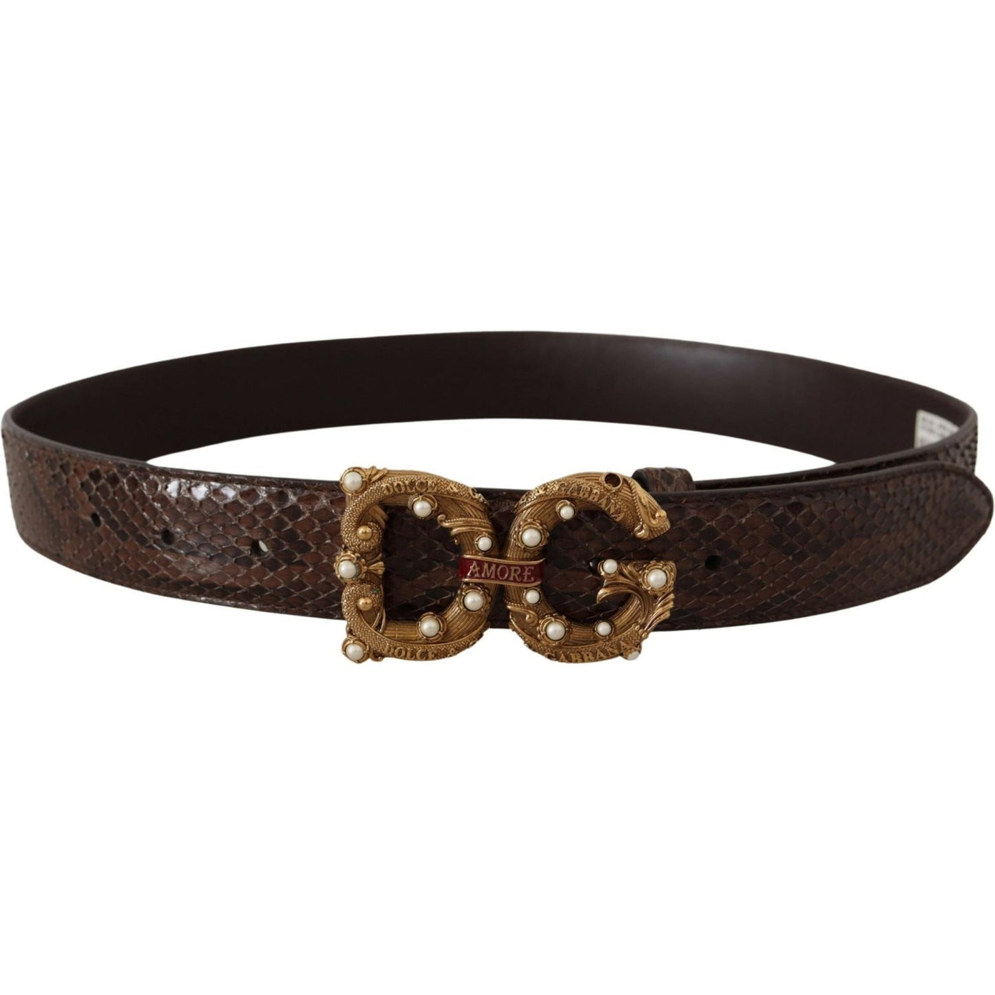 Dolce & Gabbana Elegant Snakeskin Leather Belt Dolce & Gabbana Dark Slate Gray