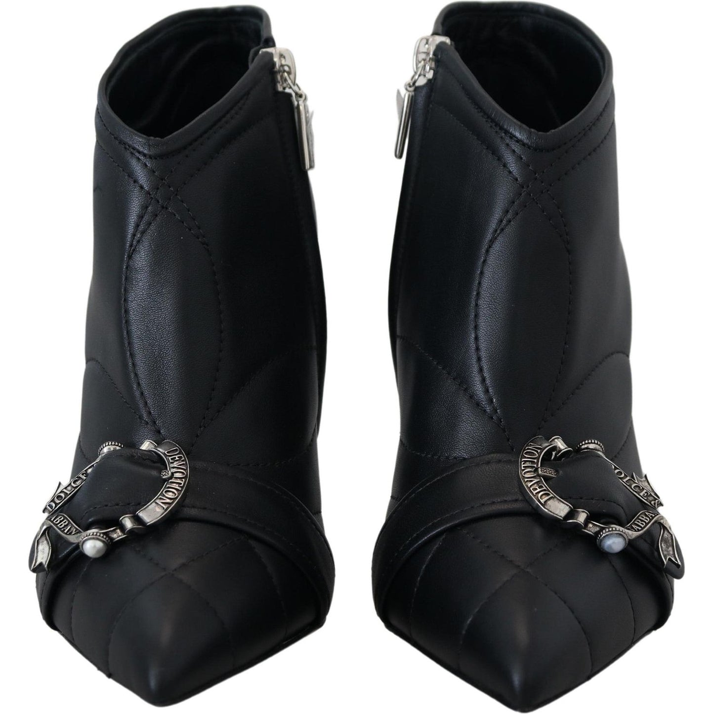 Dolce & Gabbana Elegant Black Quilted Leather Booties Dolce & Gabbana Black