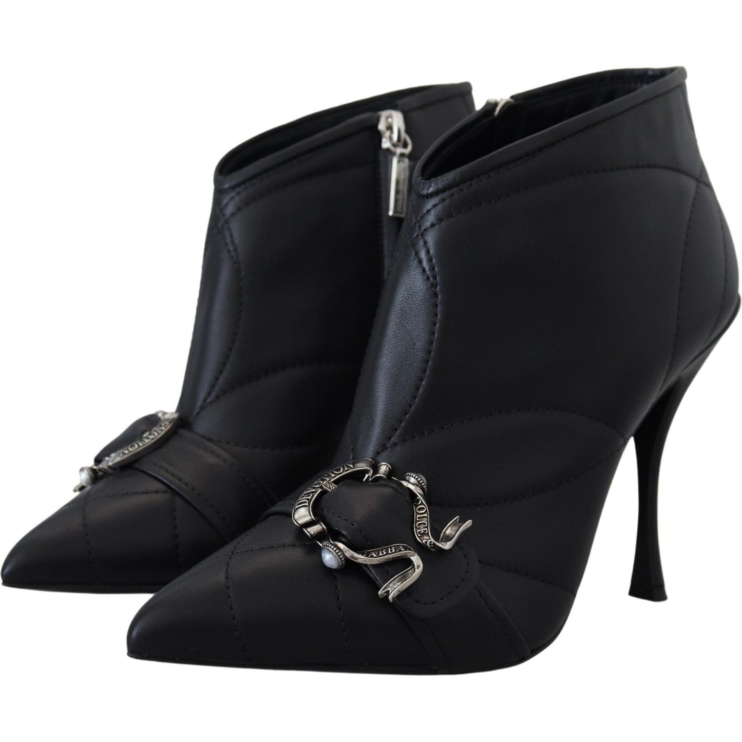 Dolce & Gabbana Elegant Black Quilted Leather Booties Dolce & Gabbana Black