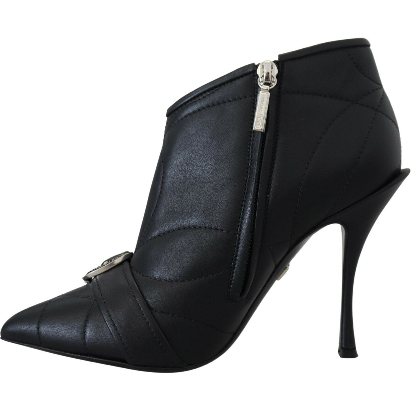 Dolce & Gabbana Elegant Black Quilted Leather Booties Dolce & Gabbana Dark Slate Gray