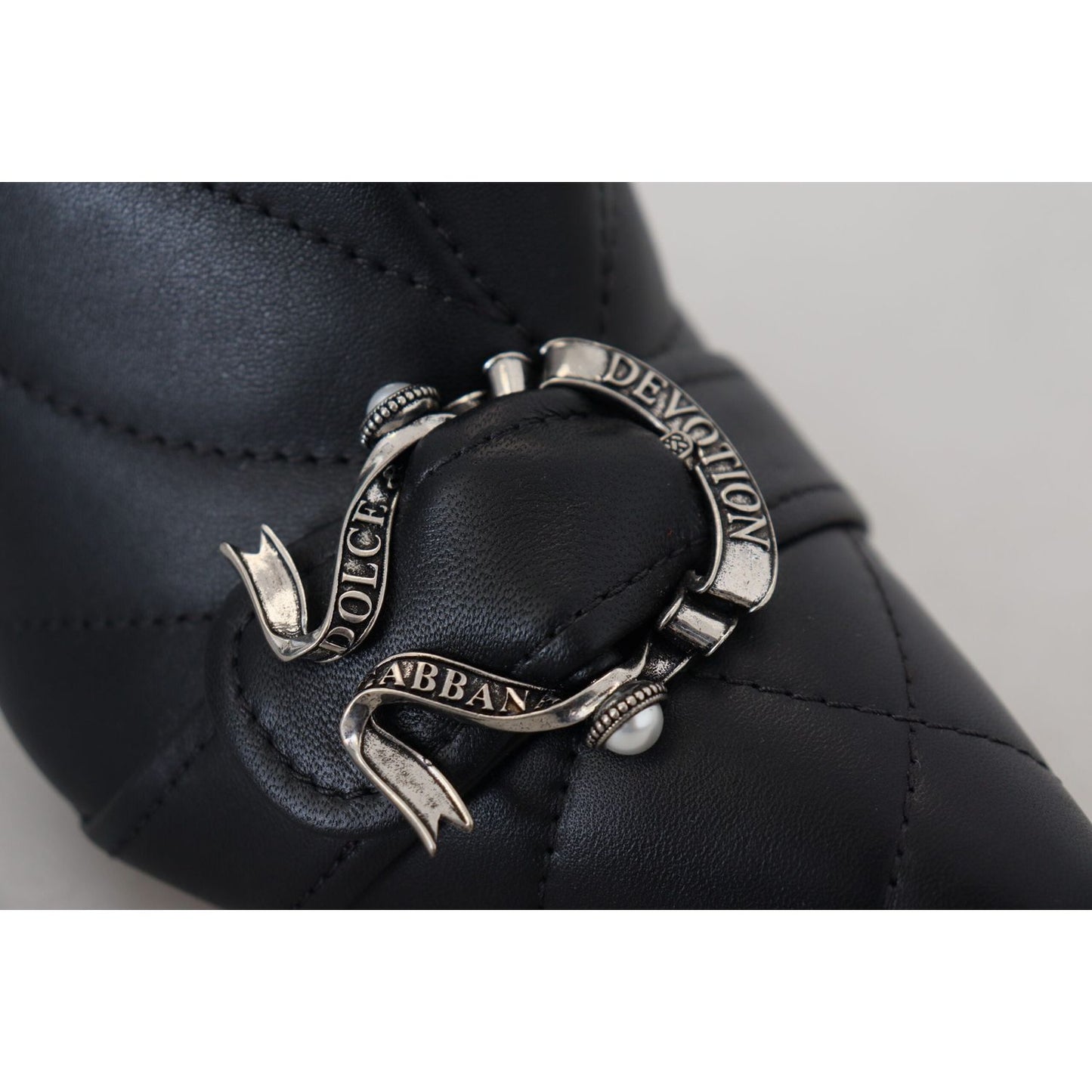 Dolce & Gabbana Elegant Black Quilted Leather Booties Dolce & Gabbana Gray