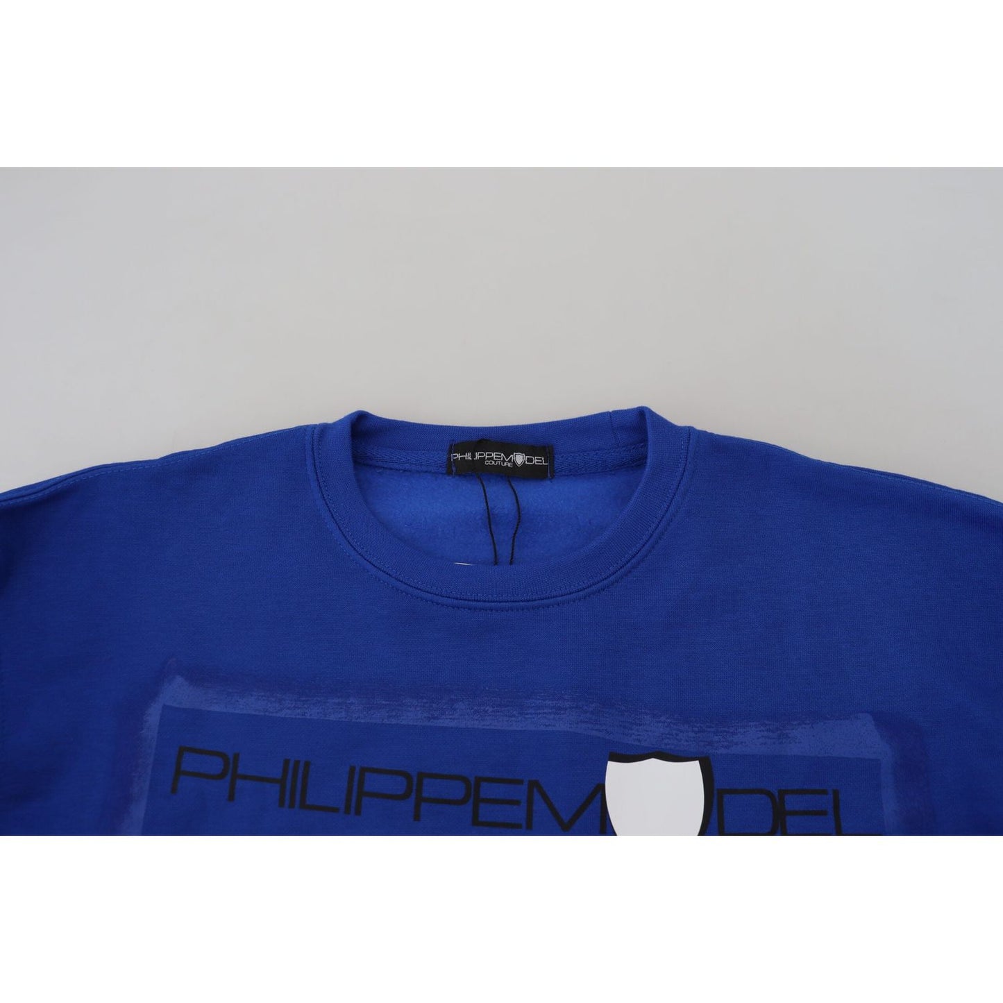 Philippe Model Chic Blue Printed Long Sleeve Pullover Sweater Philippe Model Midnight Blue