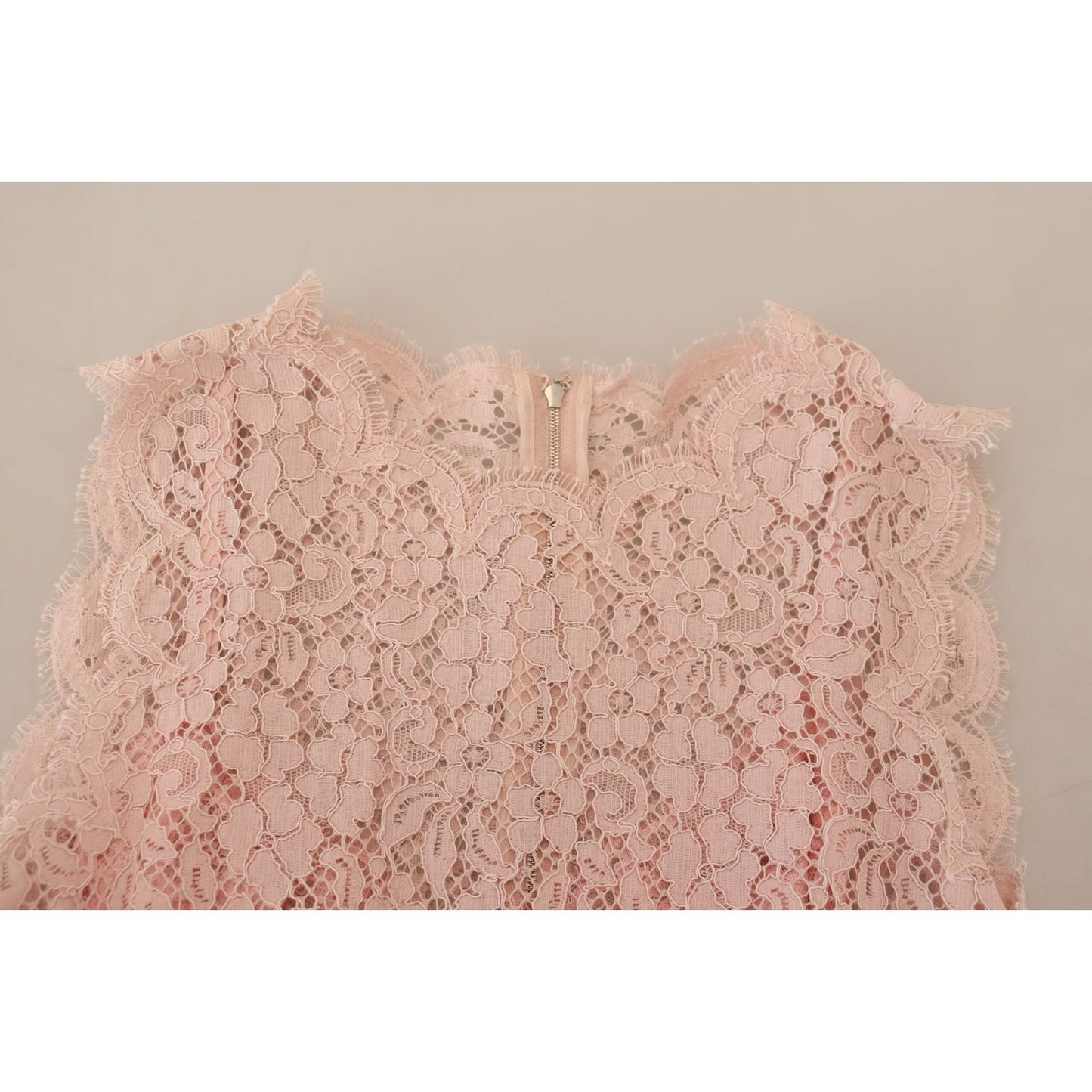 Dolce & Gabbana Elegant Sheer Lace Sleeveless Blouse in Pink Dolce & Gabbana Tan
