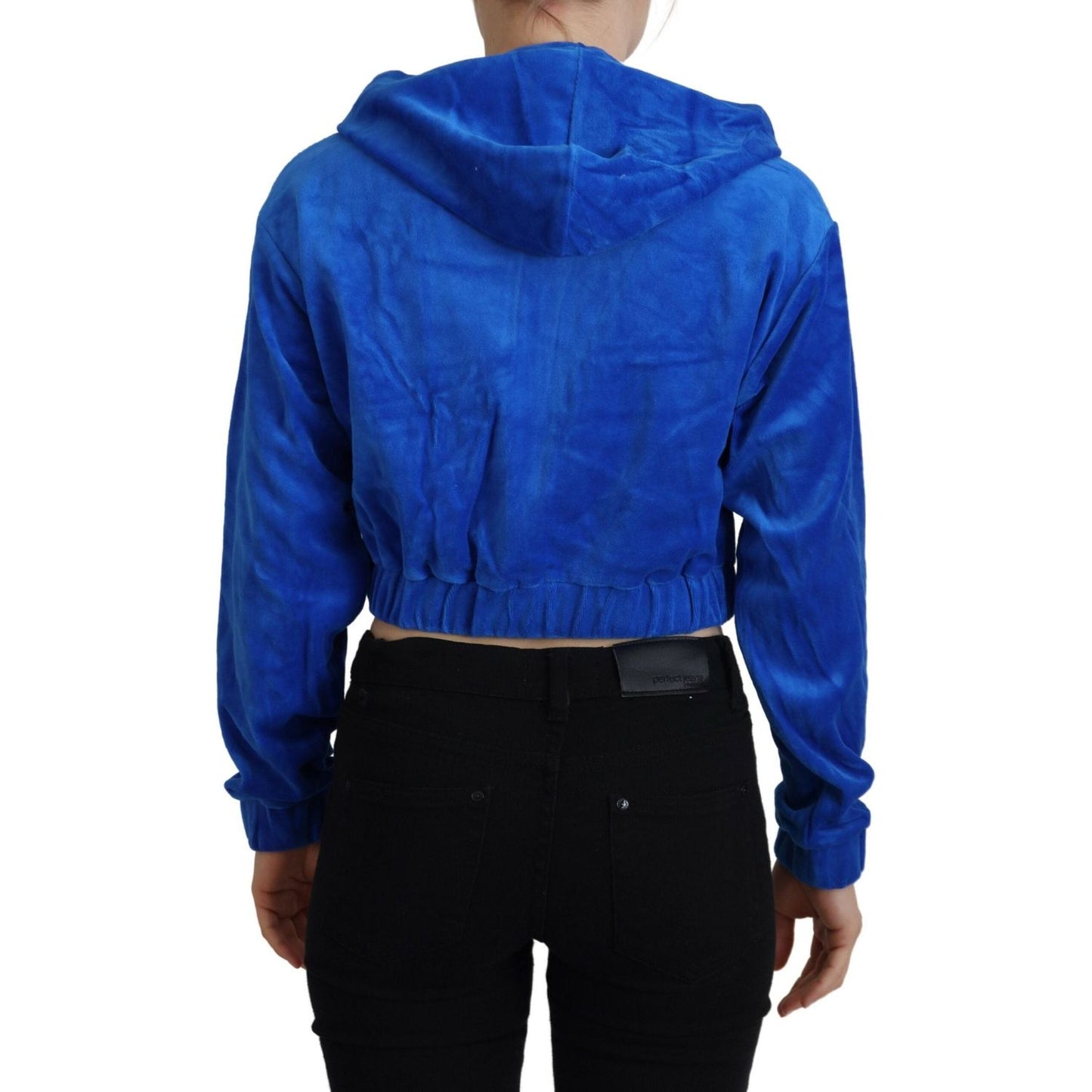 Juicy Couture Glam Hooded Zip Cropped Sweater in Blue Juicy Couture Midnight Blue