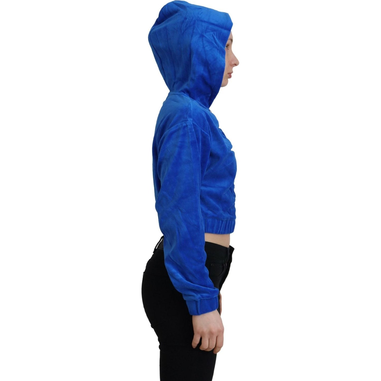 Juicy Couture Glam Hooded Zip Cropped Sweater in Blue Juicy Couture Dark Slate Blue