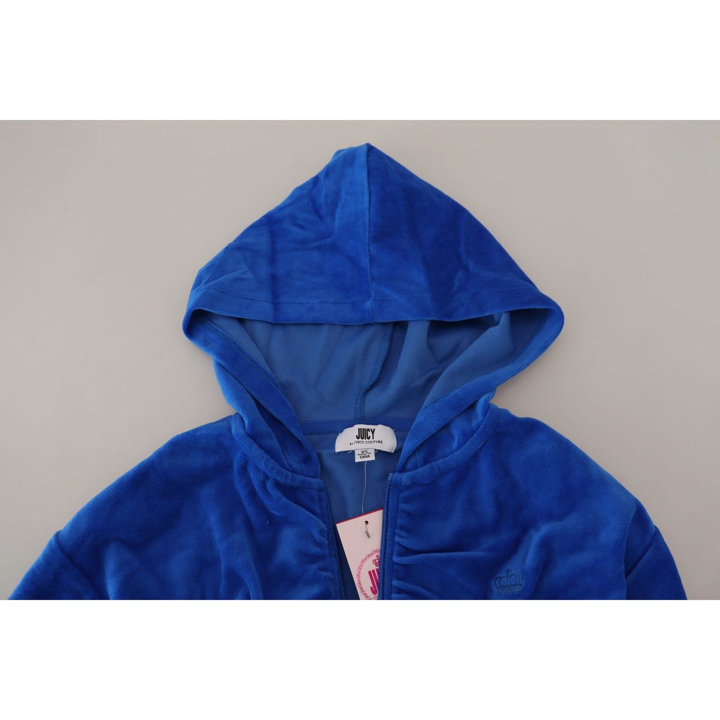 Juicy Couture Glam Hooded Zip Cropped Sweater in Blue Juicy Couture Midnight Blue
