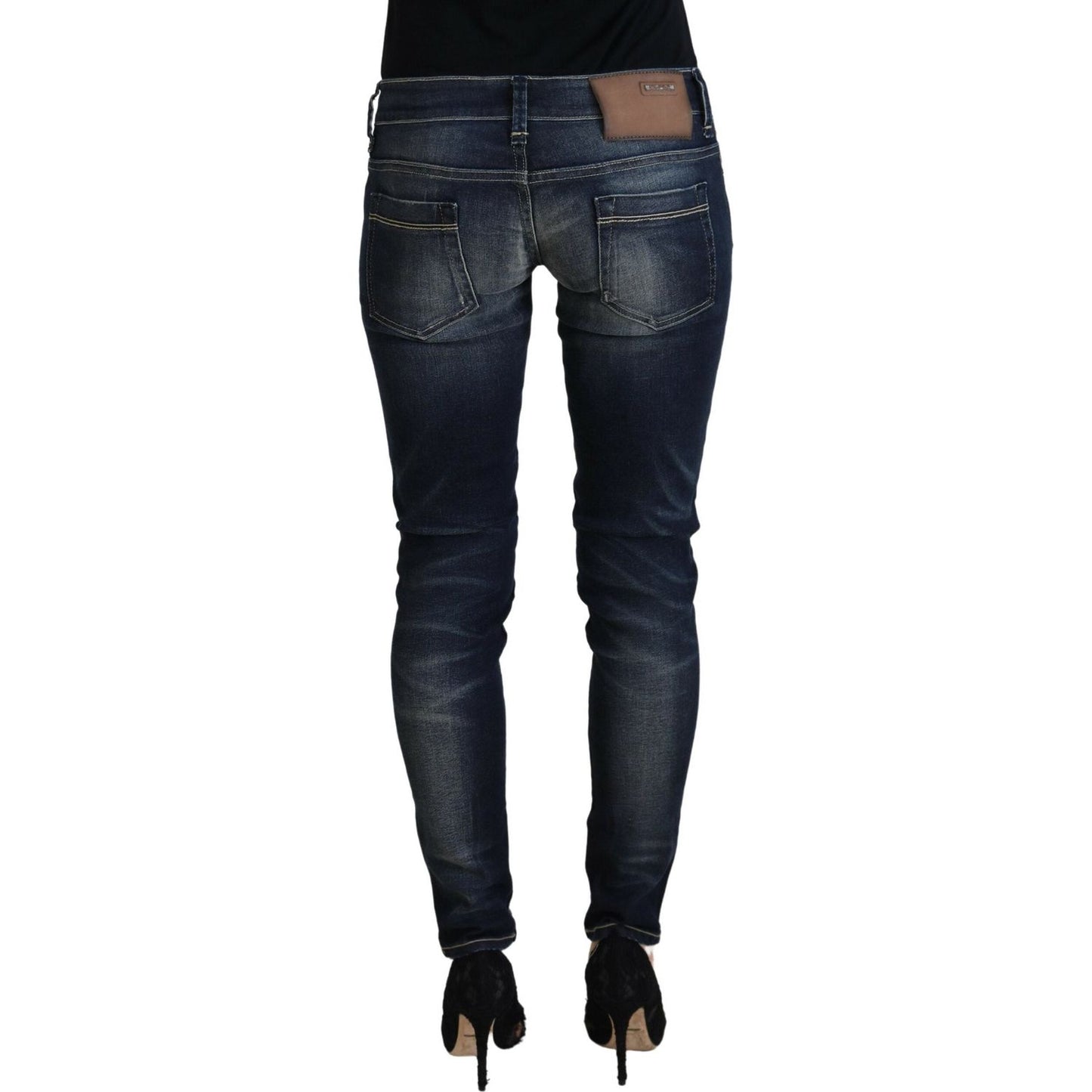 Acht Chic Blue Washed Skinny Low Waist Jeans Acht Dark Slate Gray