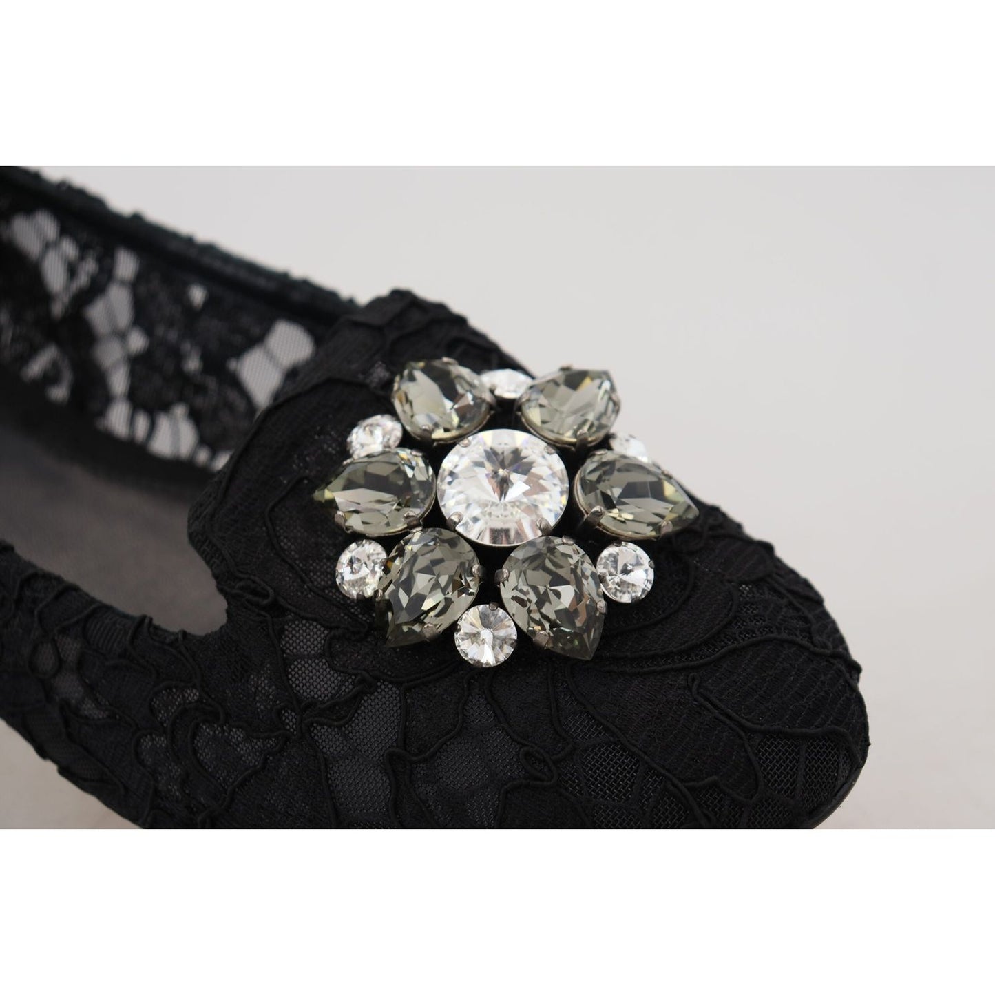 Dolce & Gabbana Elegant Floral Lace Flat Vally Shoes Dolce & Gabbana Dark Slate Gray