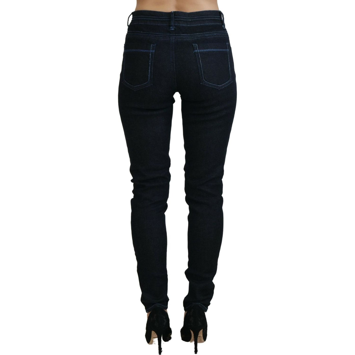 Acht Chic Slim-Fit Cotton Denim in Dark Blue Acht Black