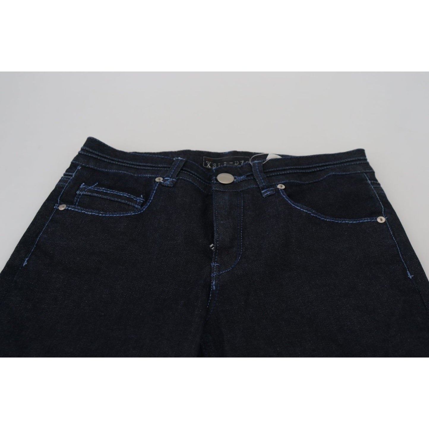 Acht Chic Slim-Fit Cotton Denim in Dark Blue Acht Black