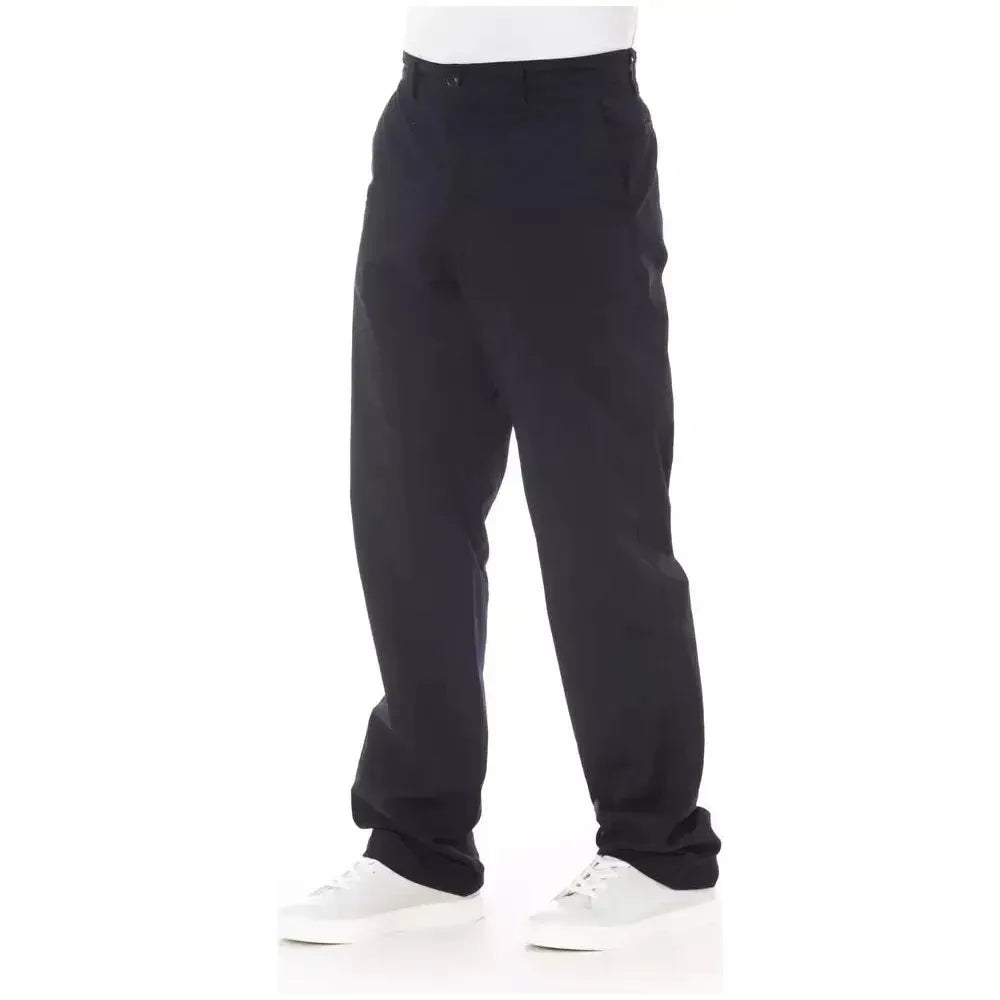 Alpha Studio Blue Cotton Men Pant Alpha Studio White Smoke