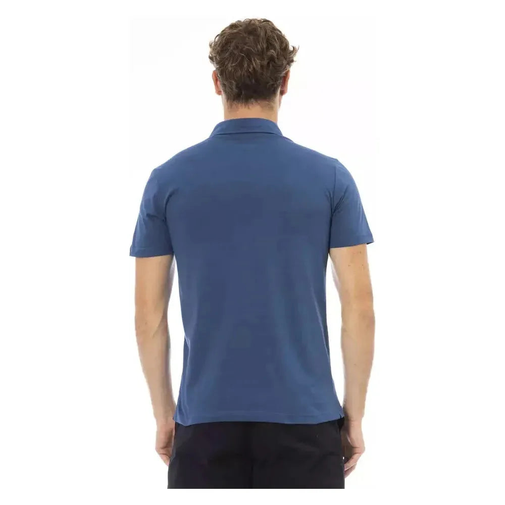 Baldinini Trend Blue Cotton Men Polo Baldinini Trend Dark Slate Blue