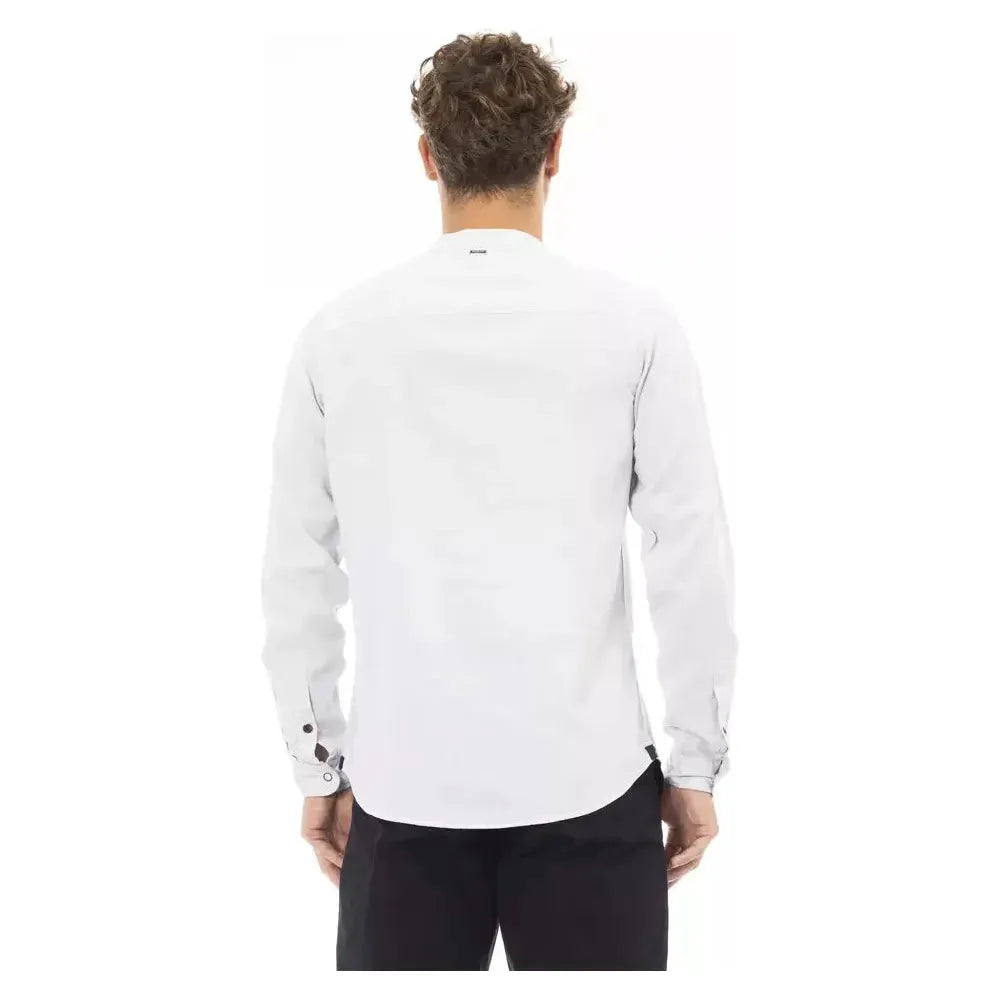 Baldinini Trend White Linen Men Shirt Baldinini Trend Dark Slate Gray