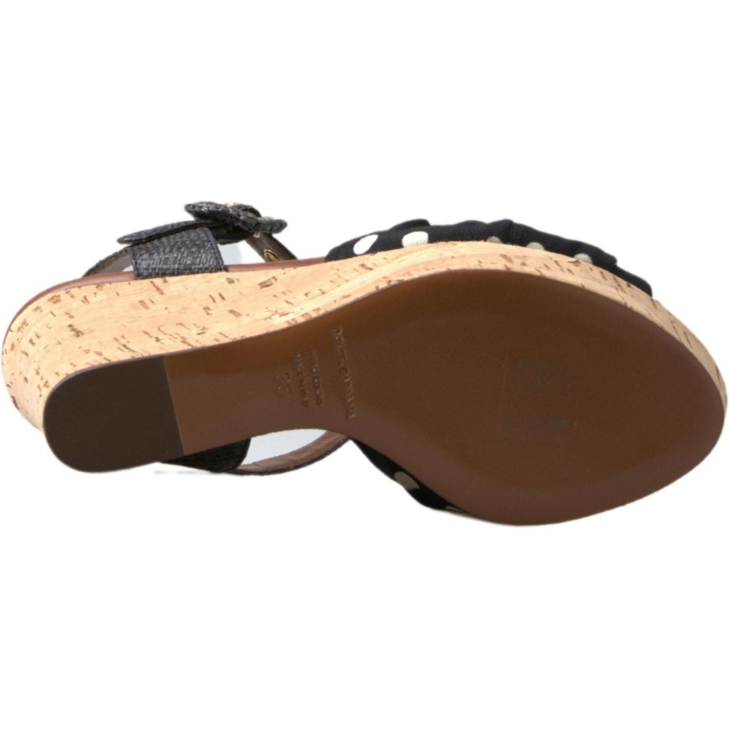 Dolce & Gabbana Chic Polka-Dotted Ankle Strap Wedges Dolce & Gabbana Dark Olive Green