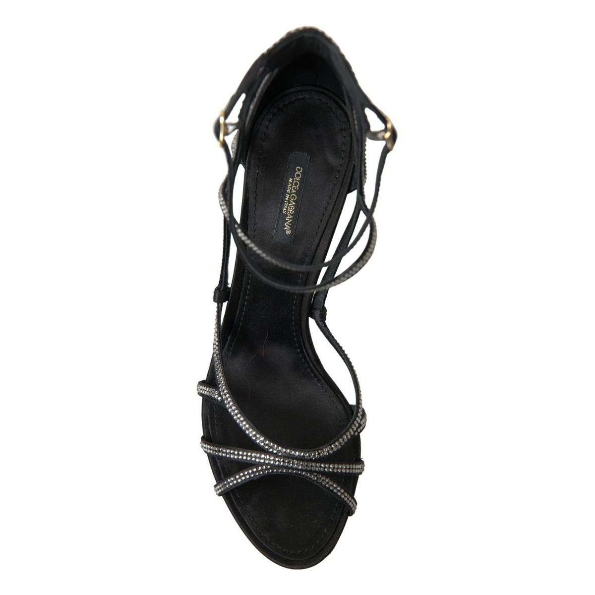 Dolce & Gabbana Elegant Keira Rhinestone Stiletto Sandals Dolce & Gabbana Black