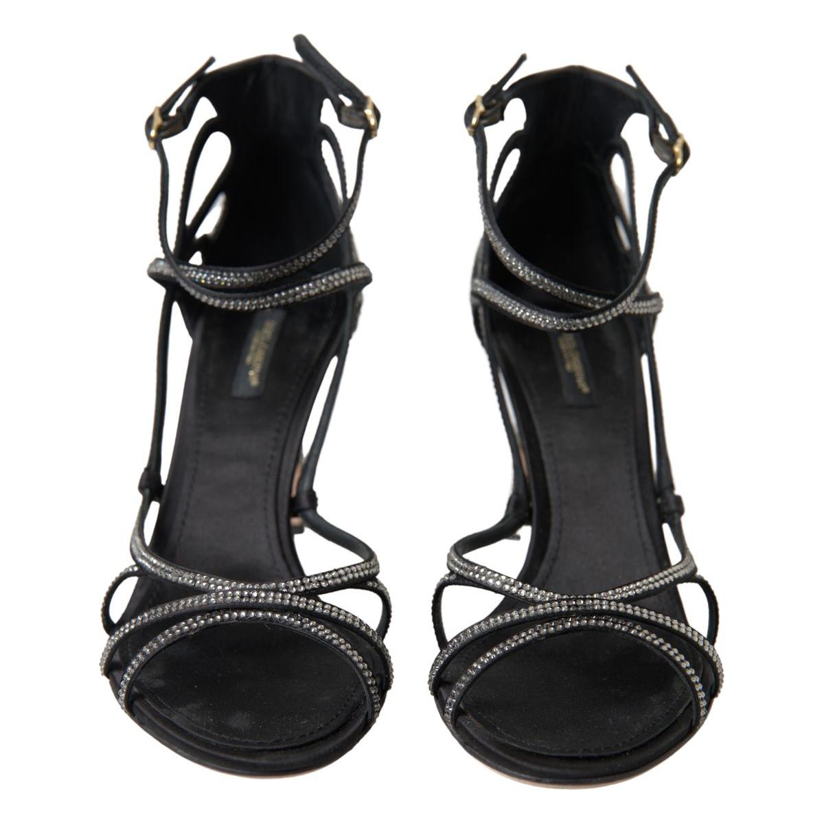 Dolce & Gabbana Elegant Keira Rhinestone Stiletto Sandals Dolce & Gabbana Dark Slate Gray