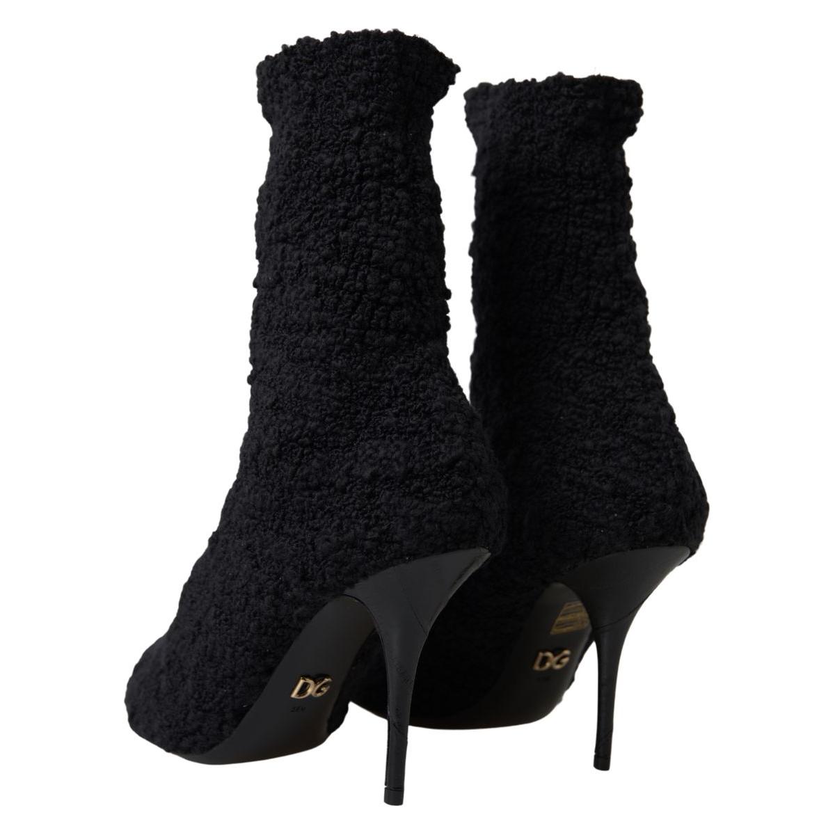 Dolce & Gabbana Elegant Virgin Wool Mid Calf Boots Dolce & Gabbana Black