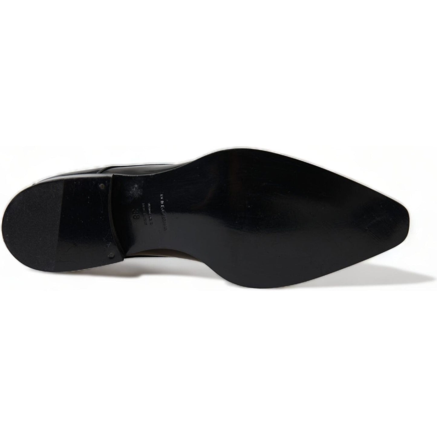 Dolce & Gabbana Elegant Black Leather Formal Flats Dolce & Gabbana Black