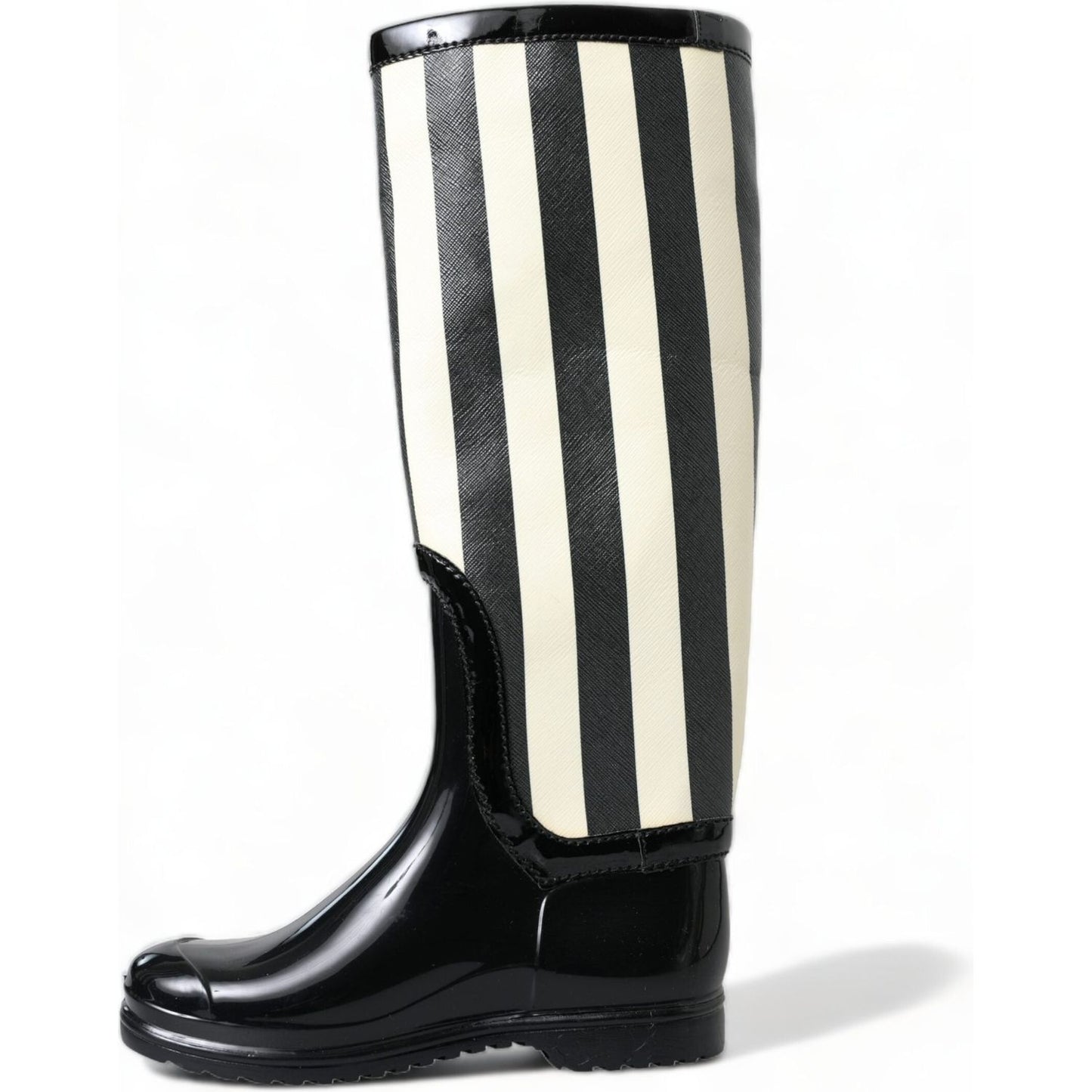 Dolce & Gabbana Black and White Striped Knee High Boots Dolce & Gabbana Dark Slate Gray