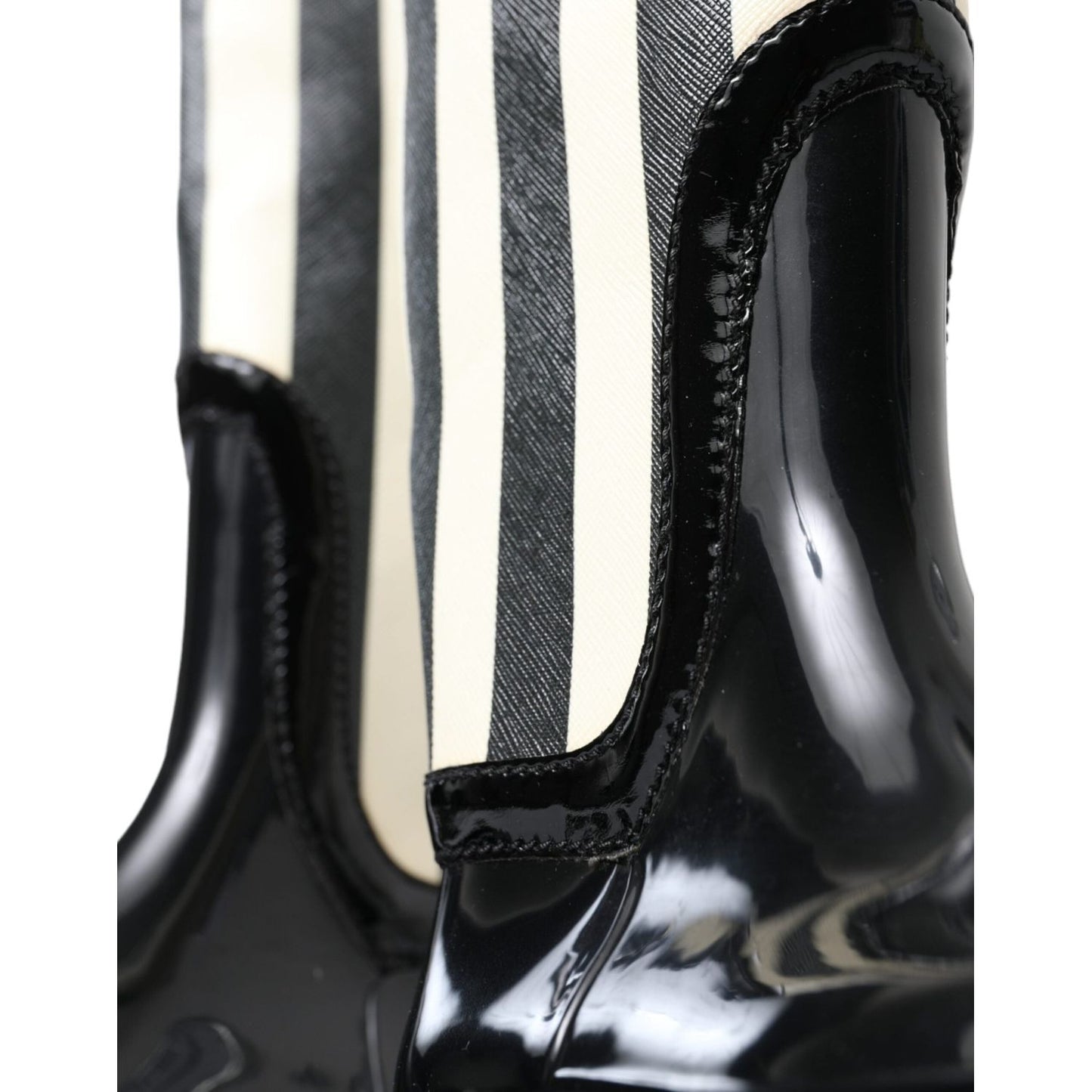 Dolce & Gabbana Black and White Striped Knee High Boots Dolce & Gabbana Beige