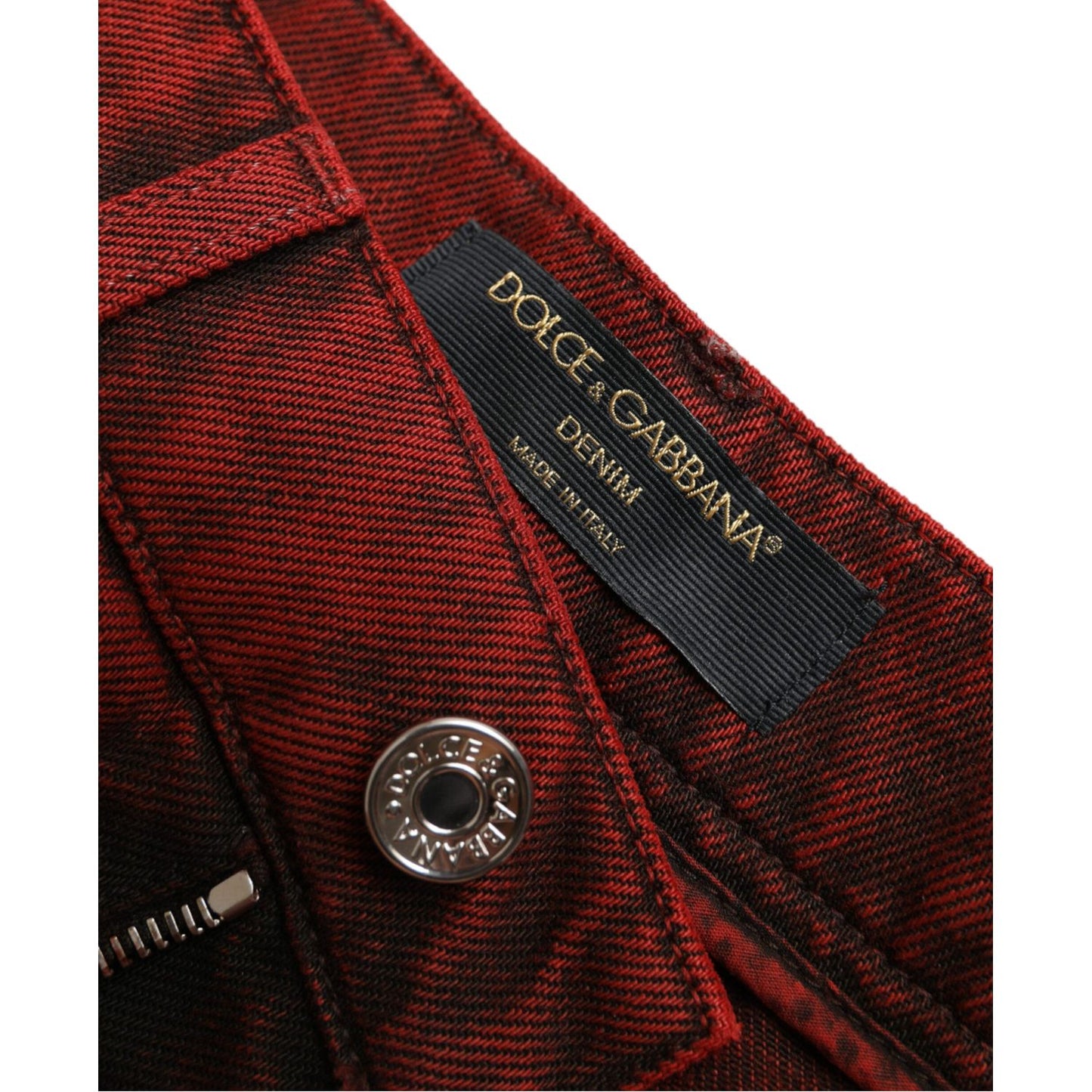 Dolce & Gabbana High Waist Red Denim Hot Pants Shorts Dolce & Gabbana Black