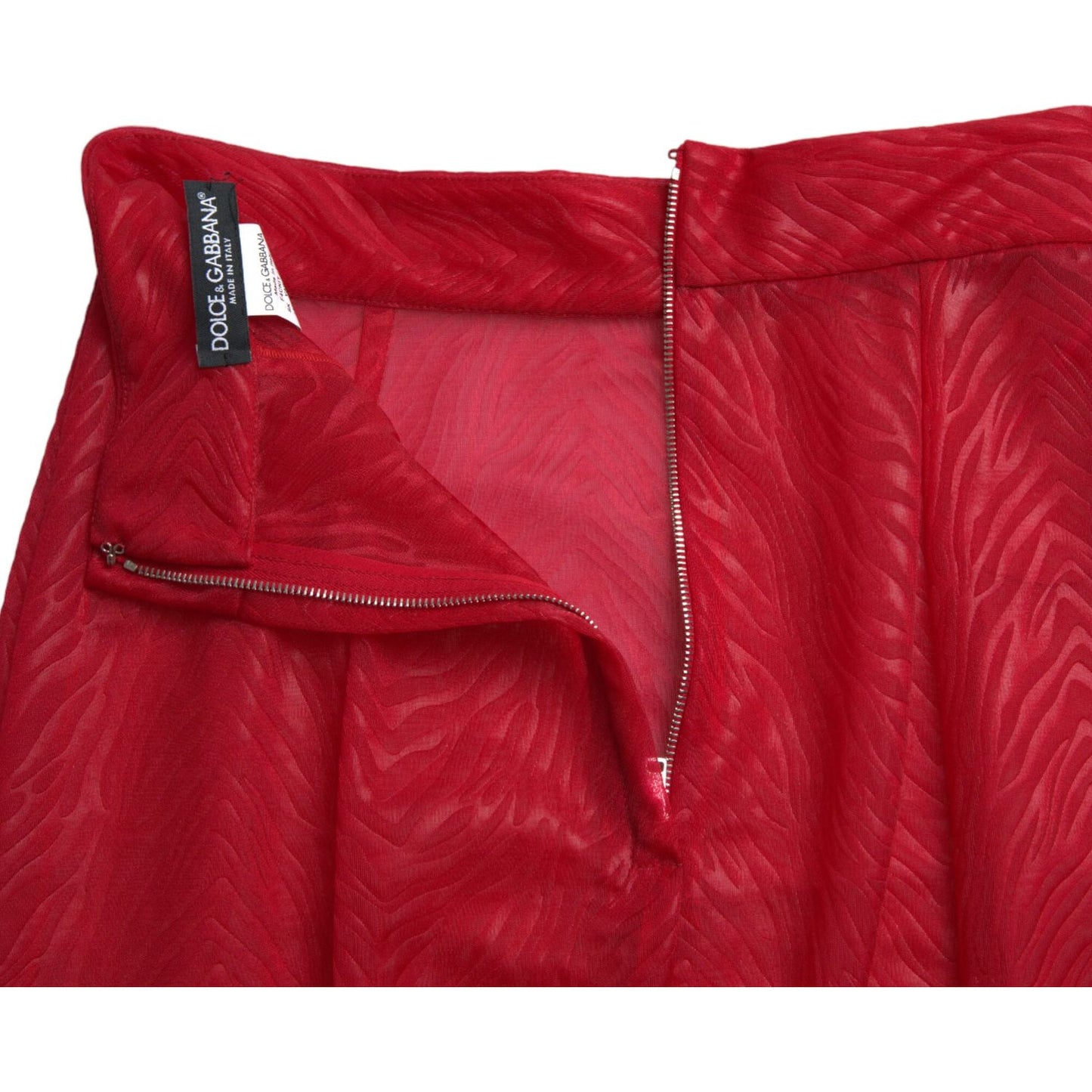 Dolce & Gabbana Chic Red High Waist Sheer Midi Skirt Dolce & Gabbana Brown