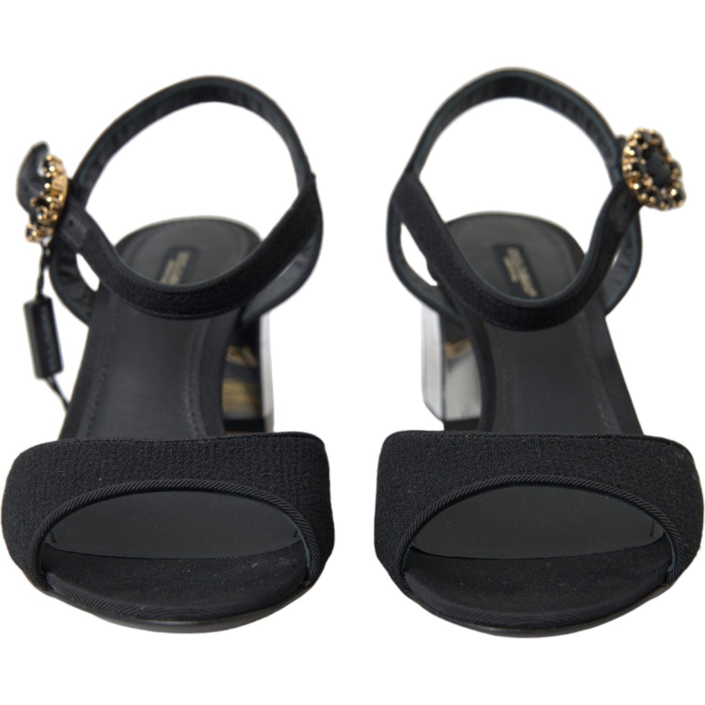 Dolce & Gabbana Elegant Ankle Strap Sandals with Mirror Heels Dolce & Gabbana Dark Slate Gray
